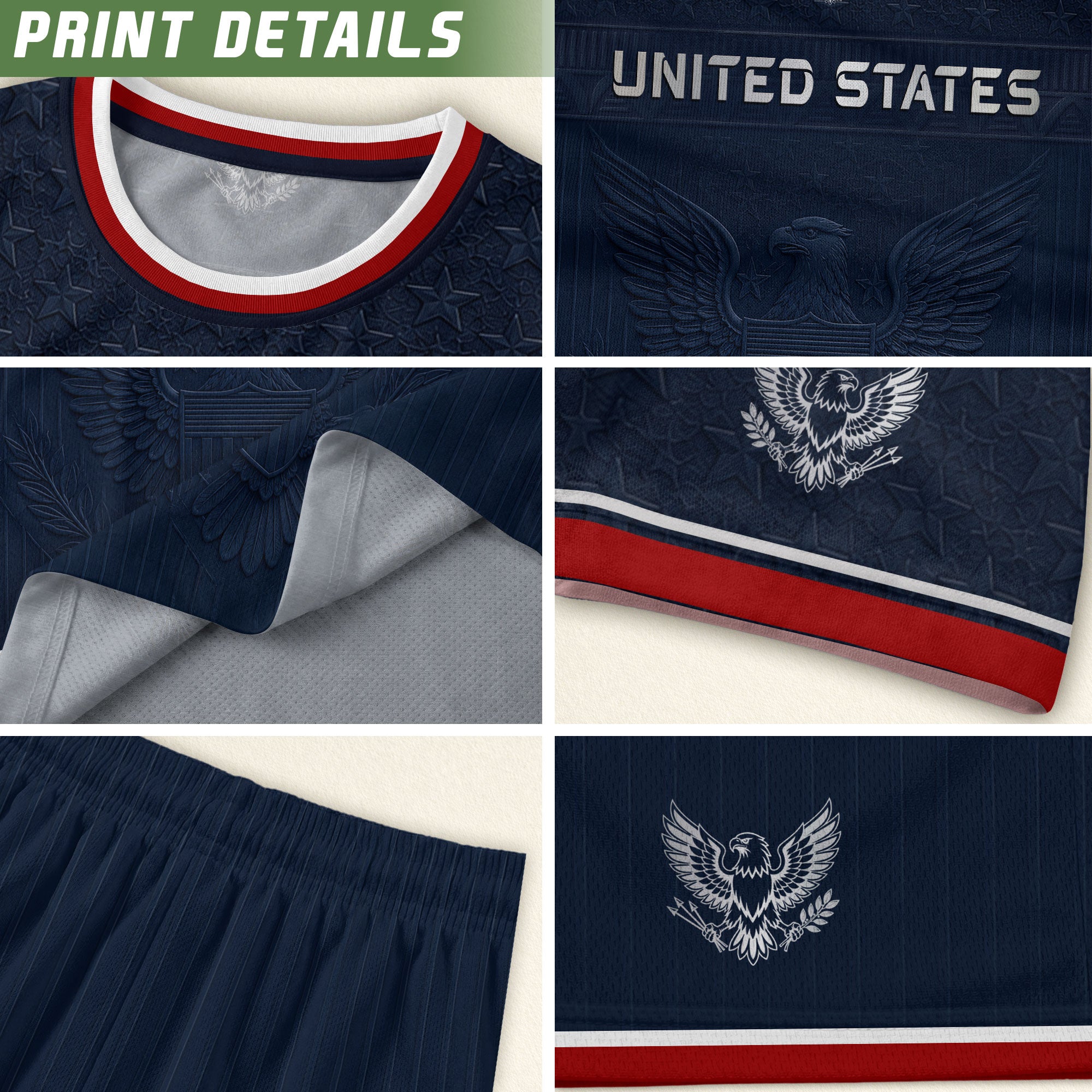 Blue Adult Soccer Jersey Classic Style - Patriotic Eagle Graphic Team Training Shirt
