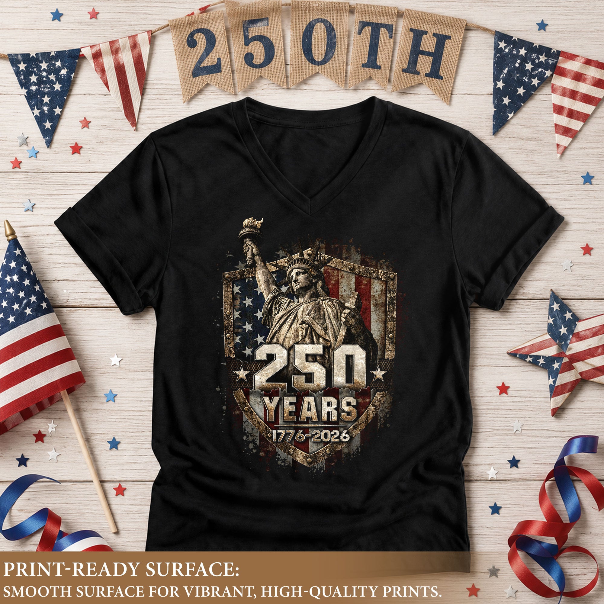 Rock Lincoln V Neck T-Shirt Patriotic 1776-2026 America 250th Women Graphic Tee