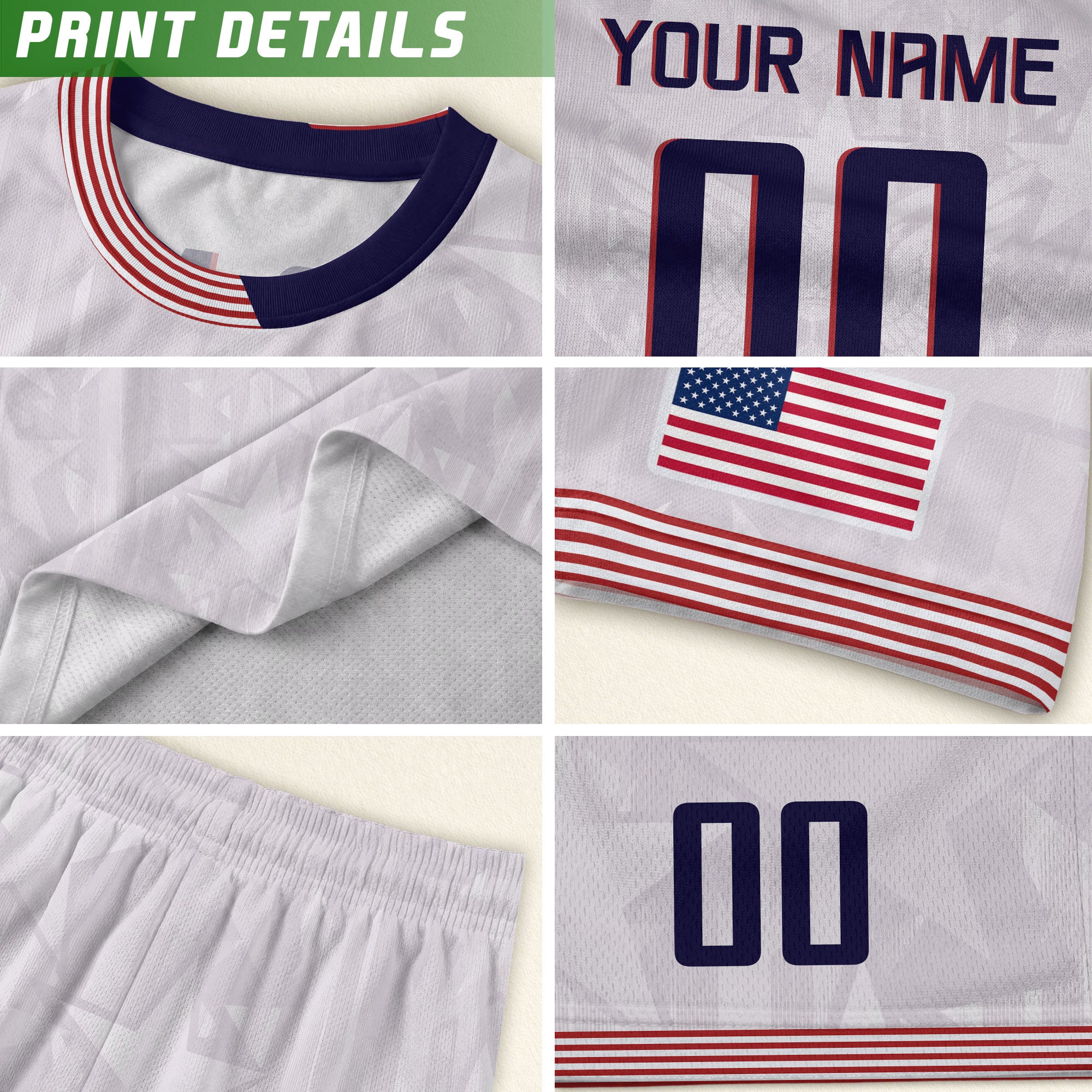 USA Youth Custom Soccer Jersey Heritage Collection White Personalized Sportswear Top