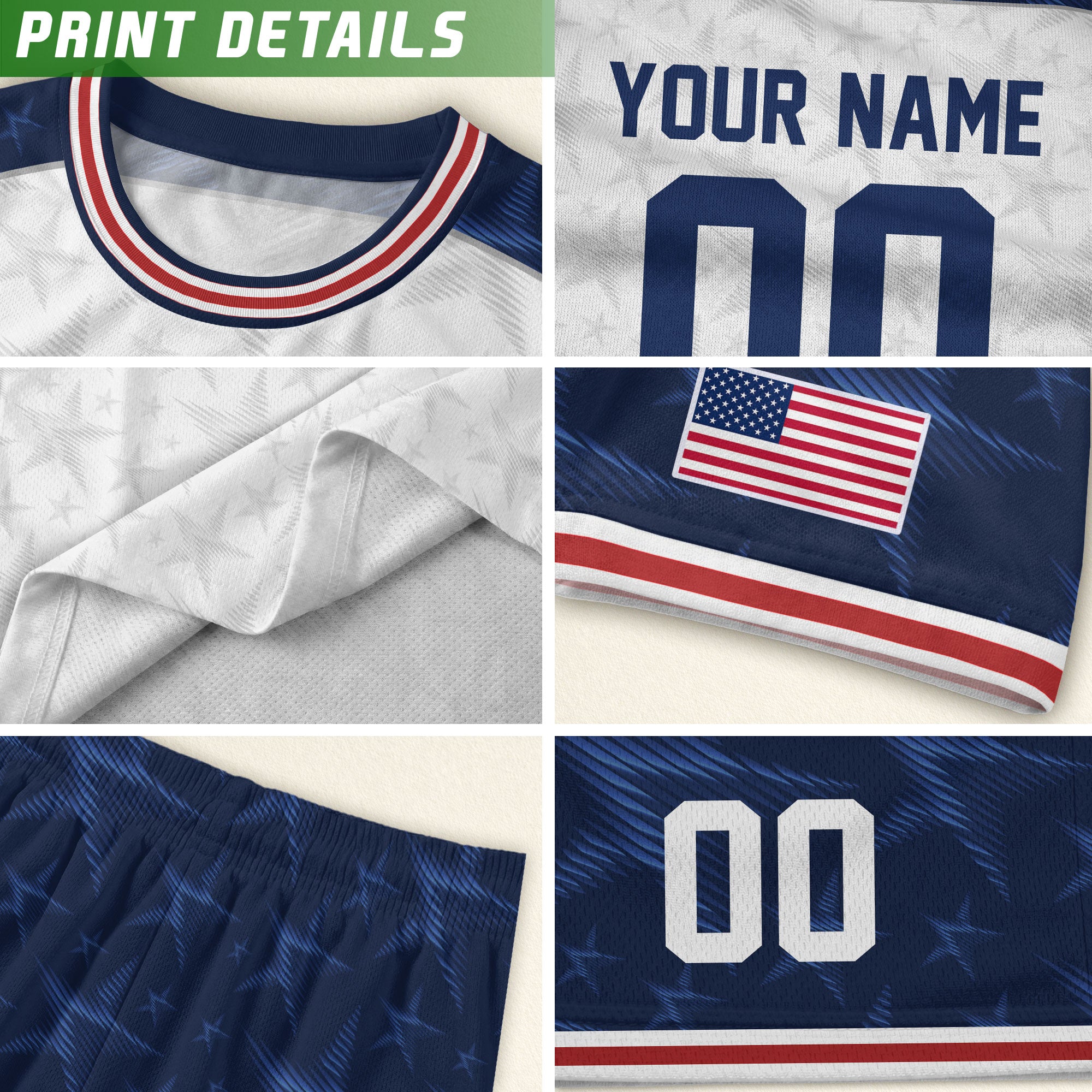 Custom Kid USA Soccer Jersey Heritage Collection White Navy Personalized Youth Tee