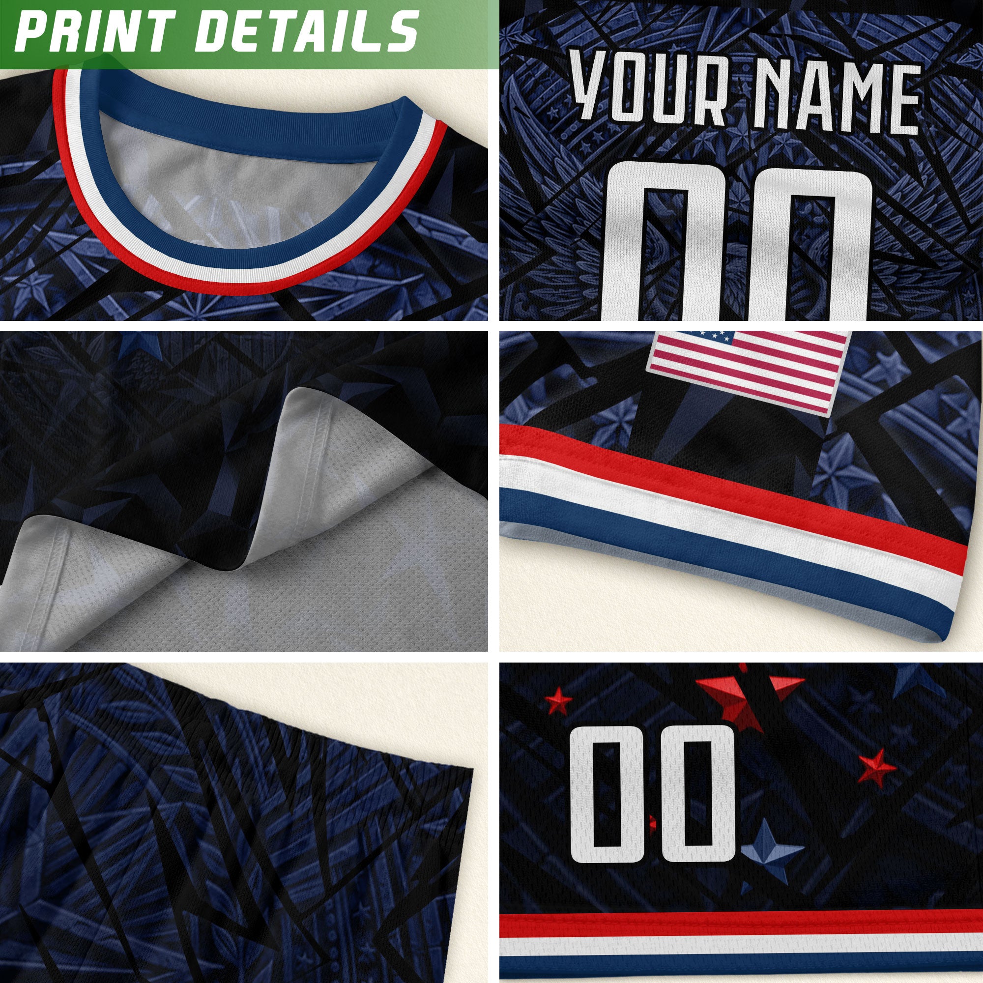 Kids USA Soccer Jersey Navy Personalized Youth Patriotic American Football Shirt