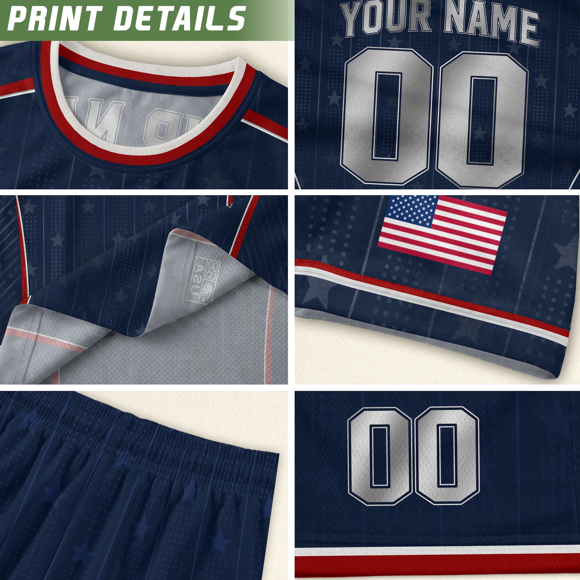 Adult USA Soccer Jersey Personalized American Eagle Patriotic Team Football Shirt