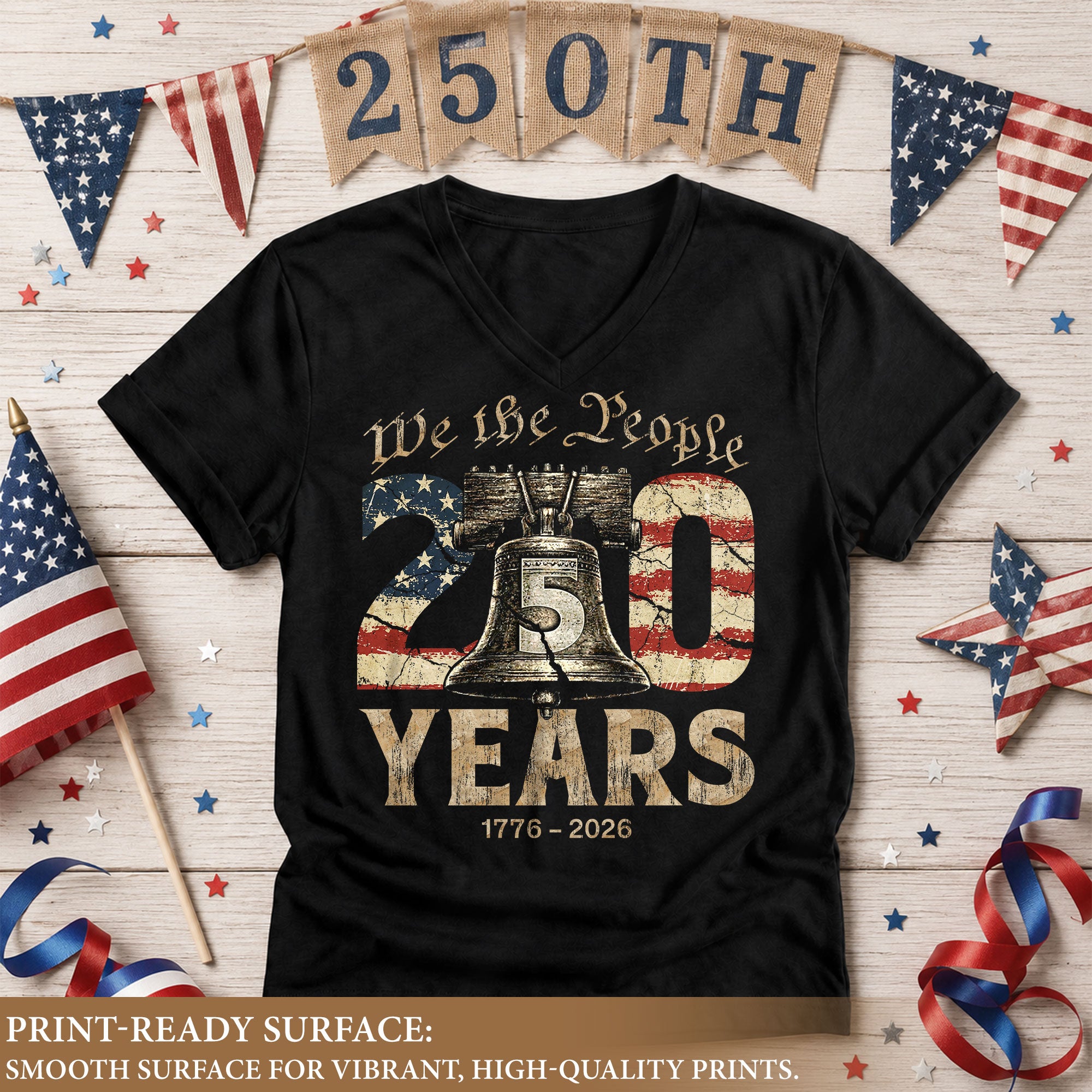 Women's Patriotic Heritage V-Neck Shirt We The People 250 Years Freedom Tee - Rust Field Wear