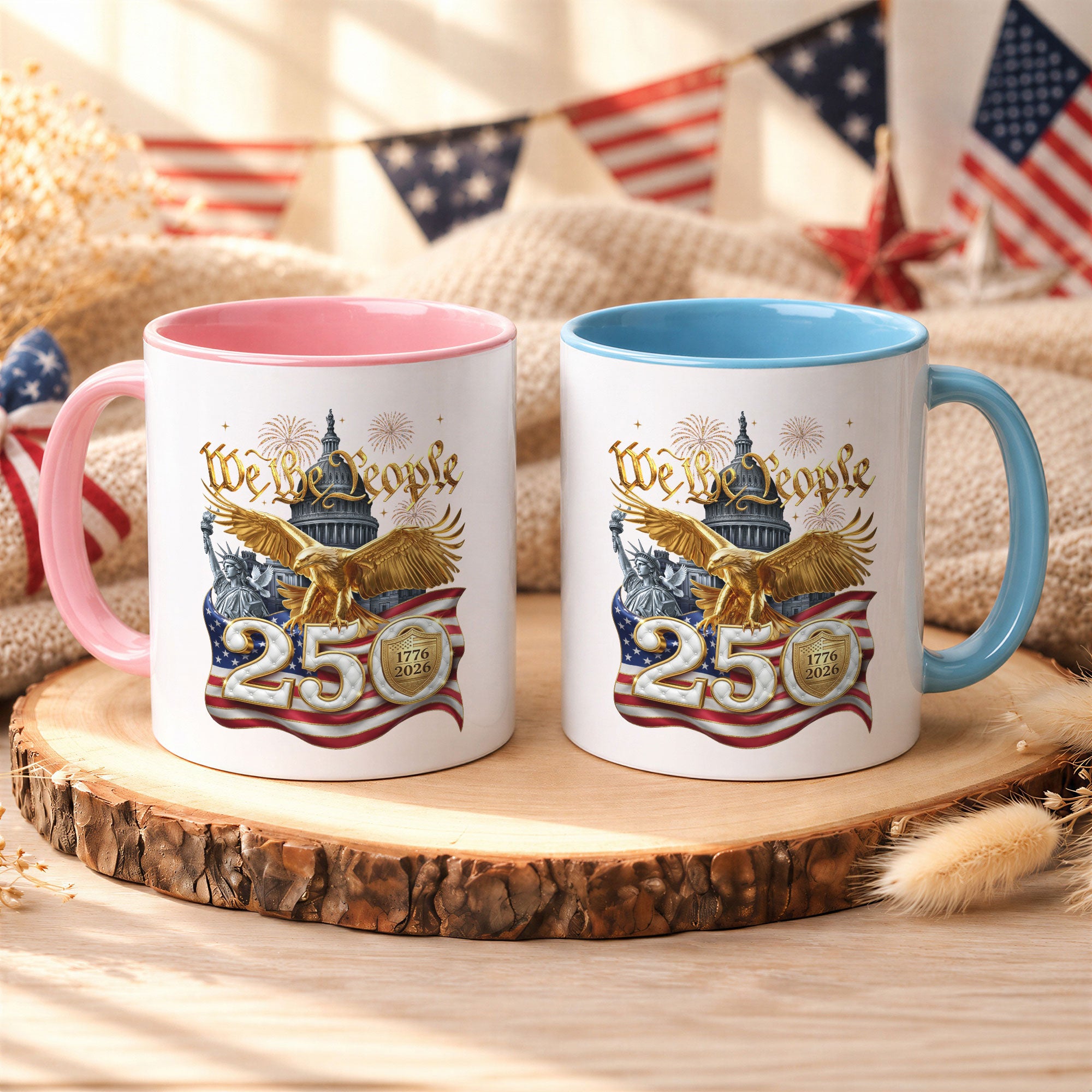 We The People Proud Patriot Accent Mug - Epic Golden Eagle 1776 2026 Gift Cup