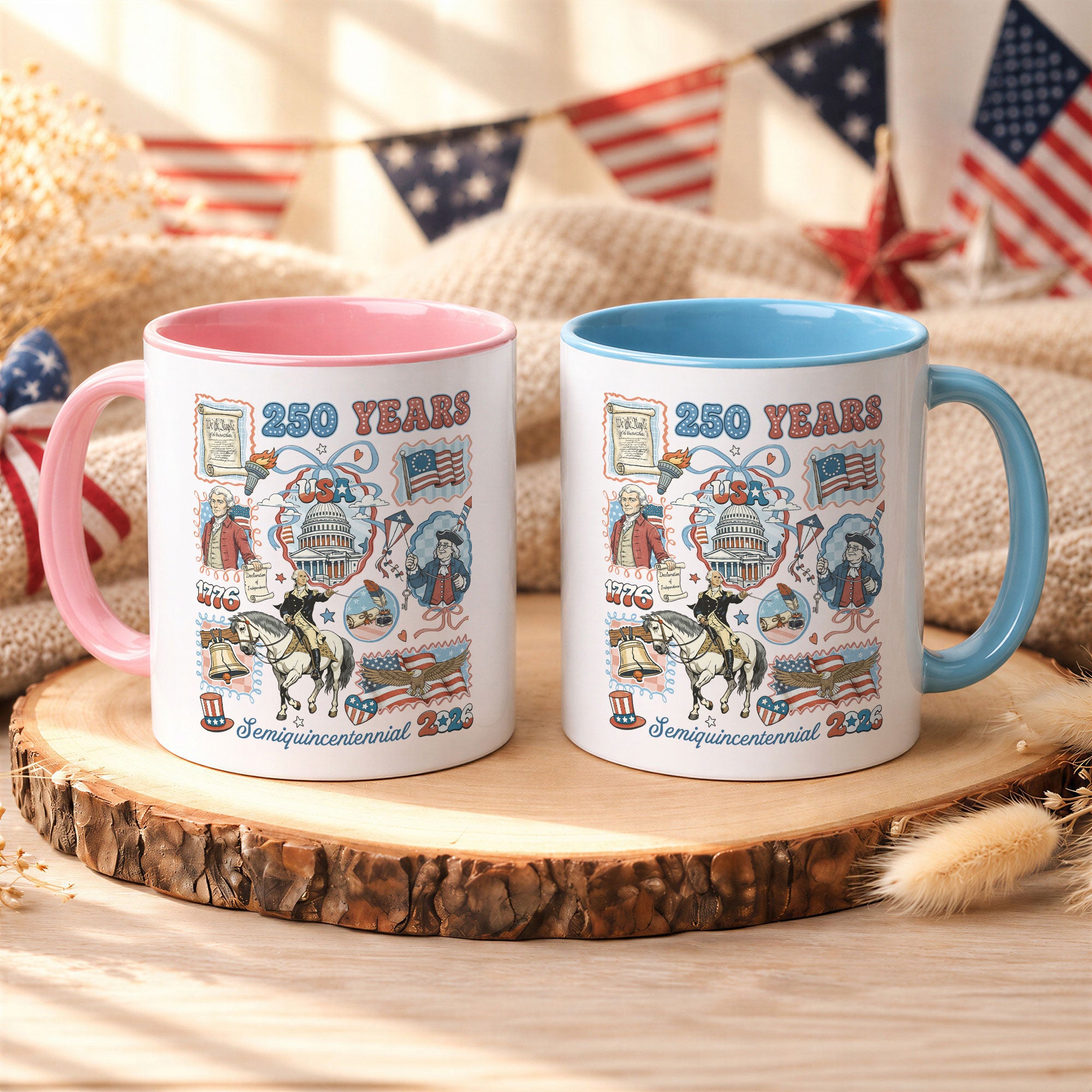 250 Years US History Chronicles Accent Mug - Epic Patriotic Collector Cup
