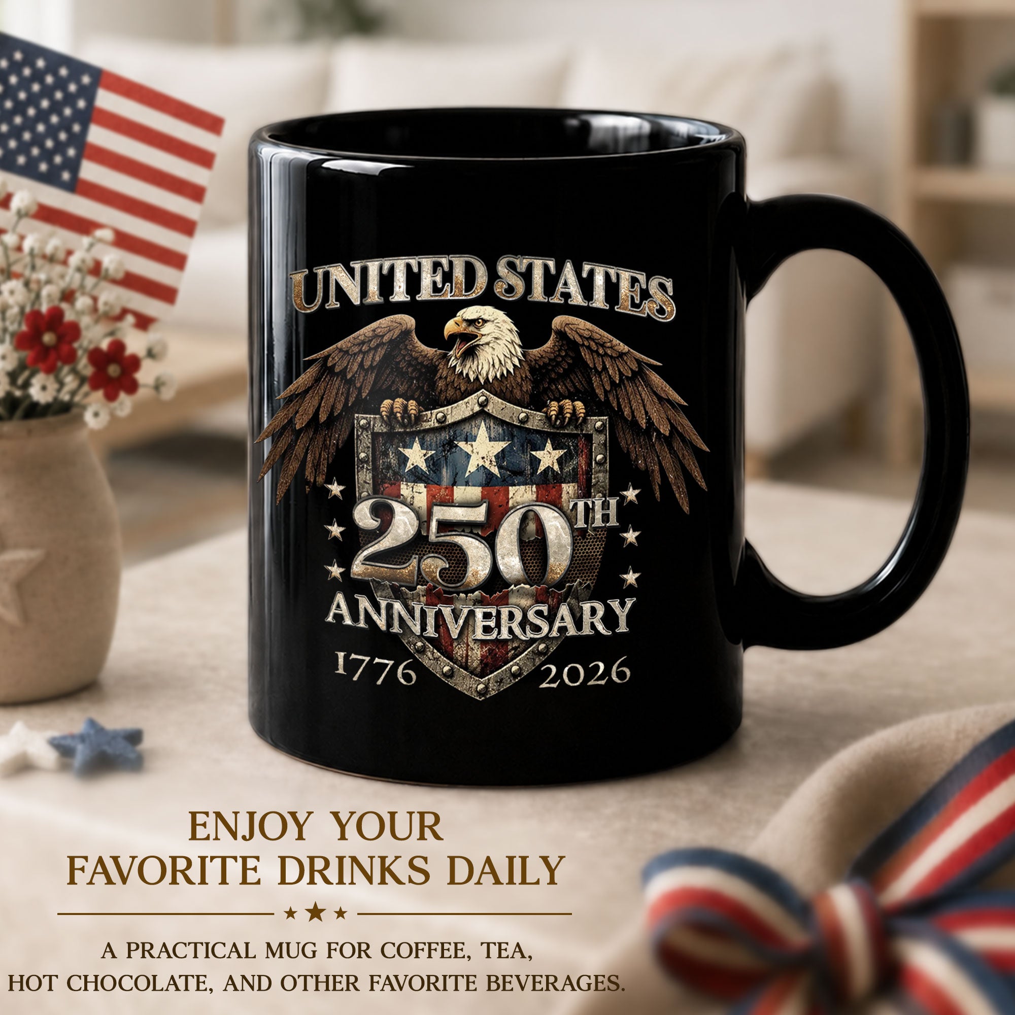 USA 250th Milestone Mug - 1776-2026 Patriotic Eagle Shield Heritage Keepsake Vessel
