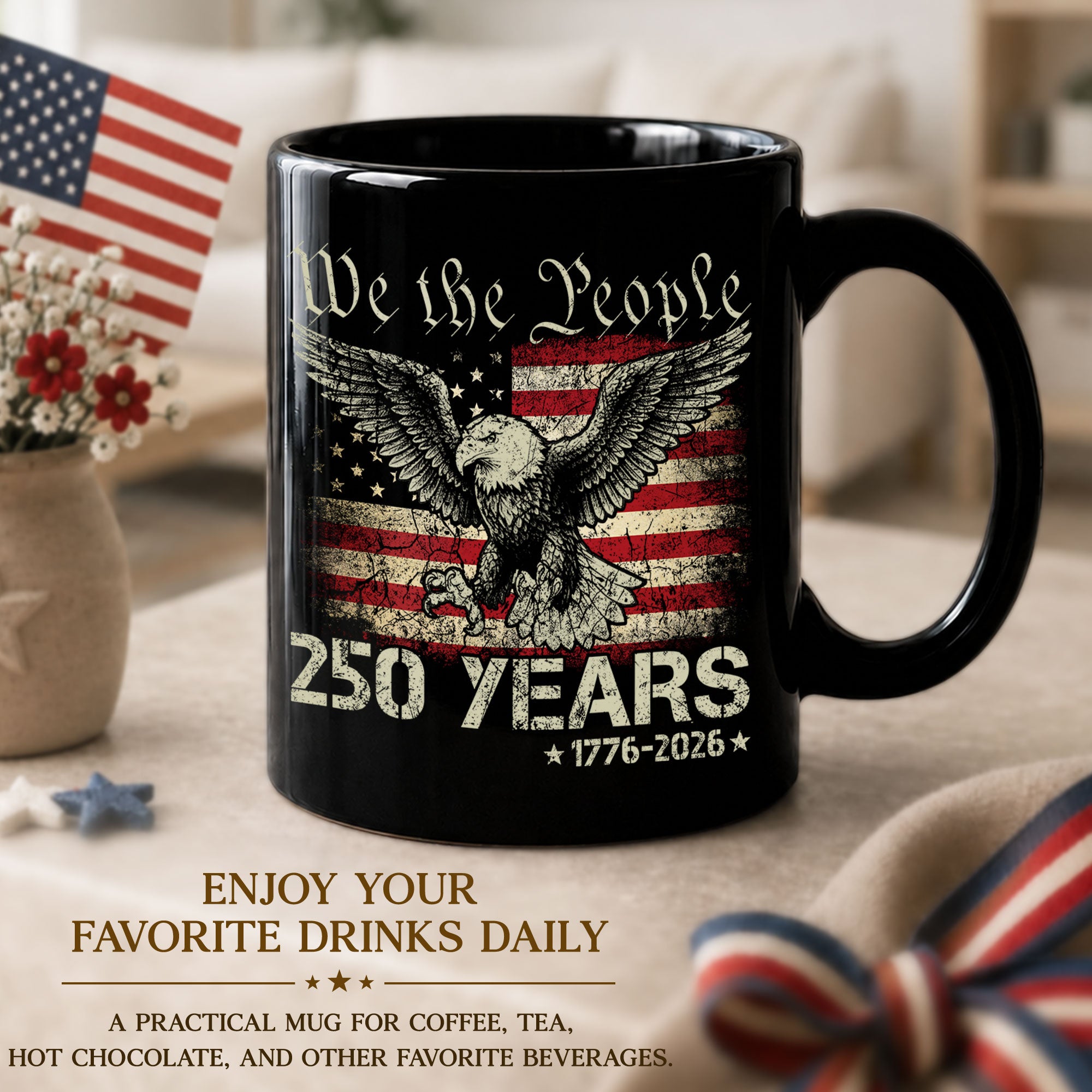 Patriotic We The People 250 Years 1776-2026 American Eagle Commemorative Mug