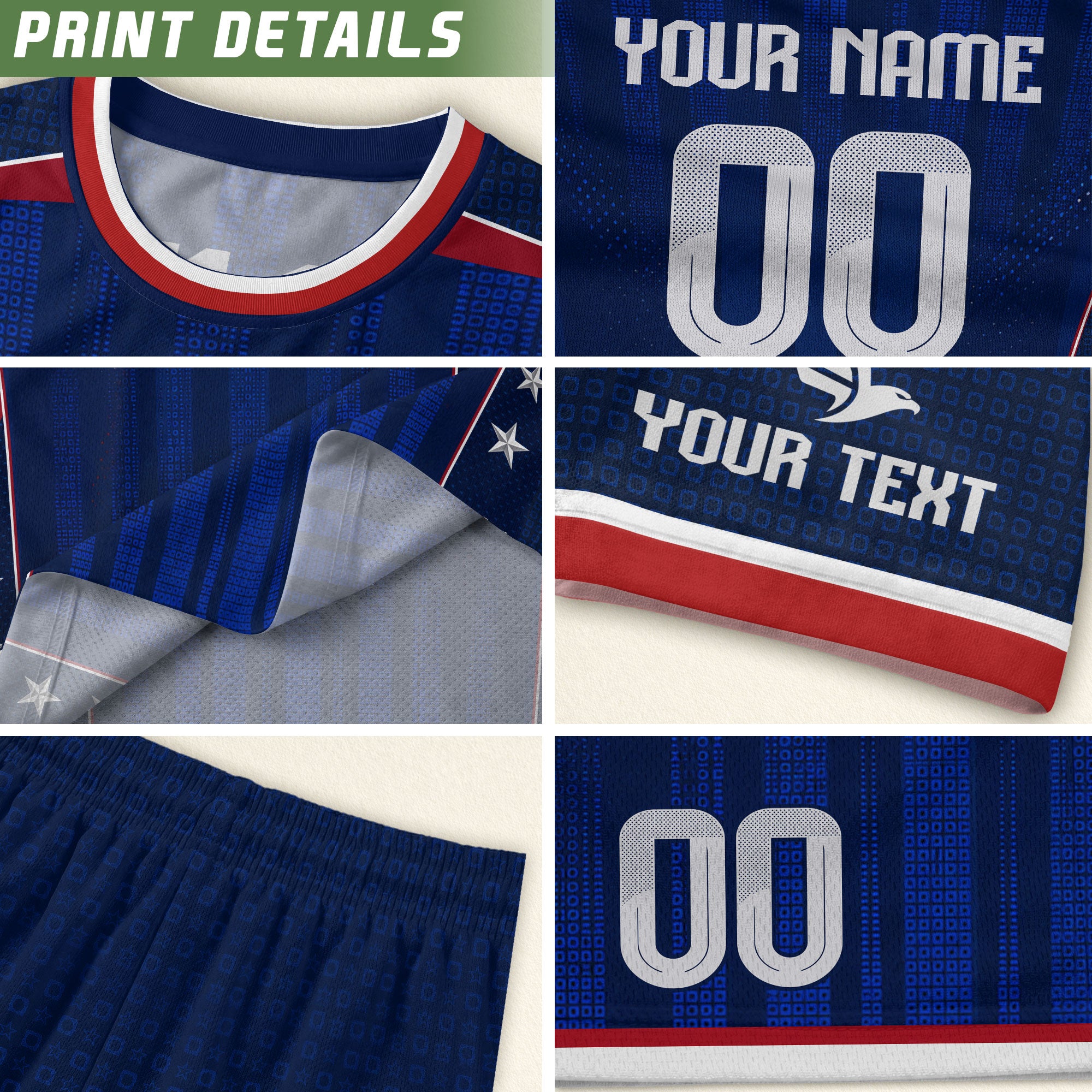 Custom Blue USA Soccer Jersey - Personalized Name & Number Patriotic Sports Shirt