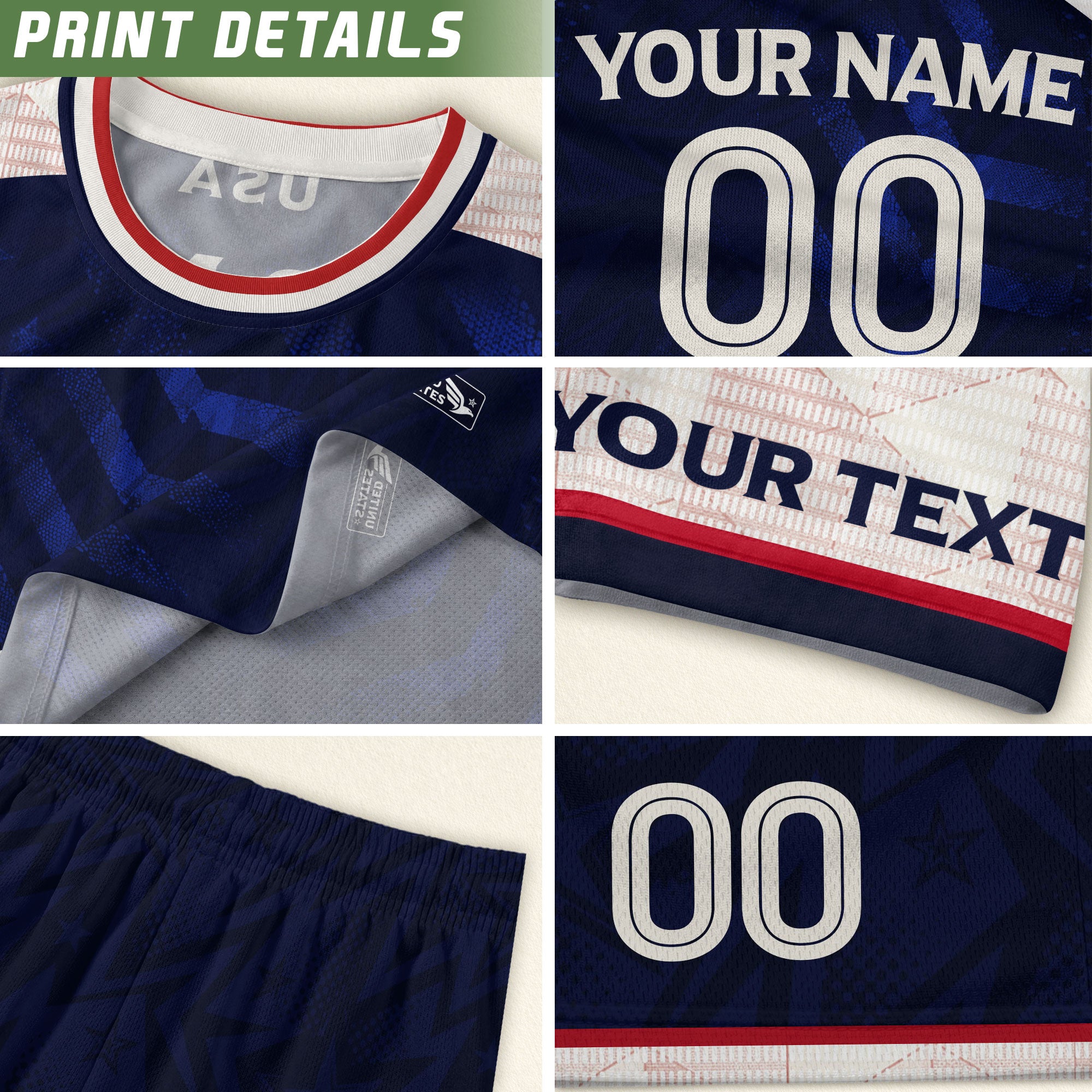 Custom Dark Blue USA Soccer Jersey - Personalized Name & Number American Sports Gear