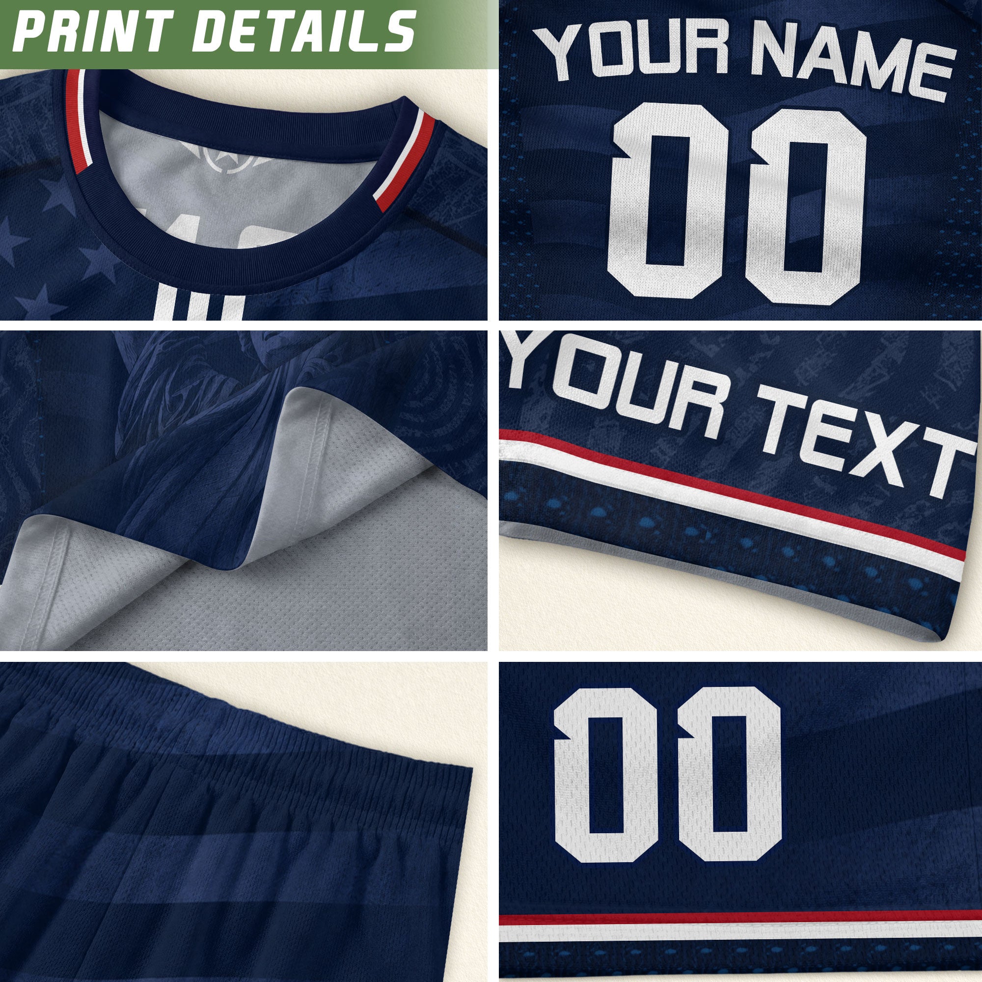 Custom Blue USA Statue of Liberty Soccer Jersey - Personalized Name & Number Shirt