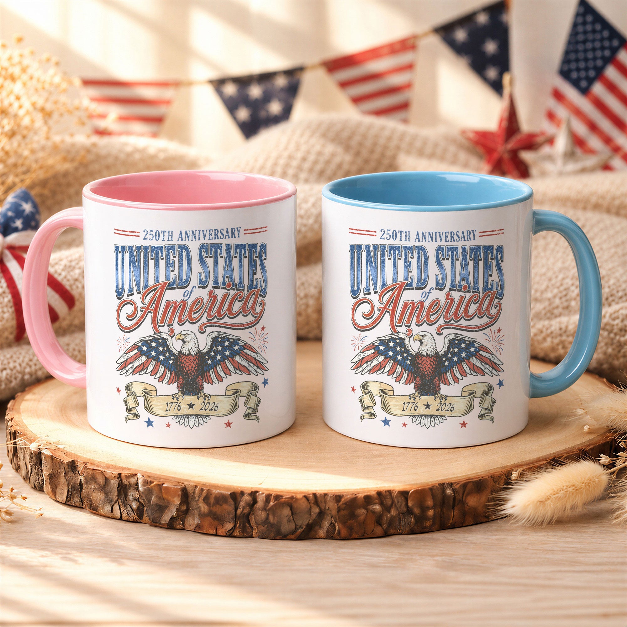 United States 250th Anniversary Accent Mug American Eagle 1776 2026 Patriotic Cup