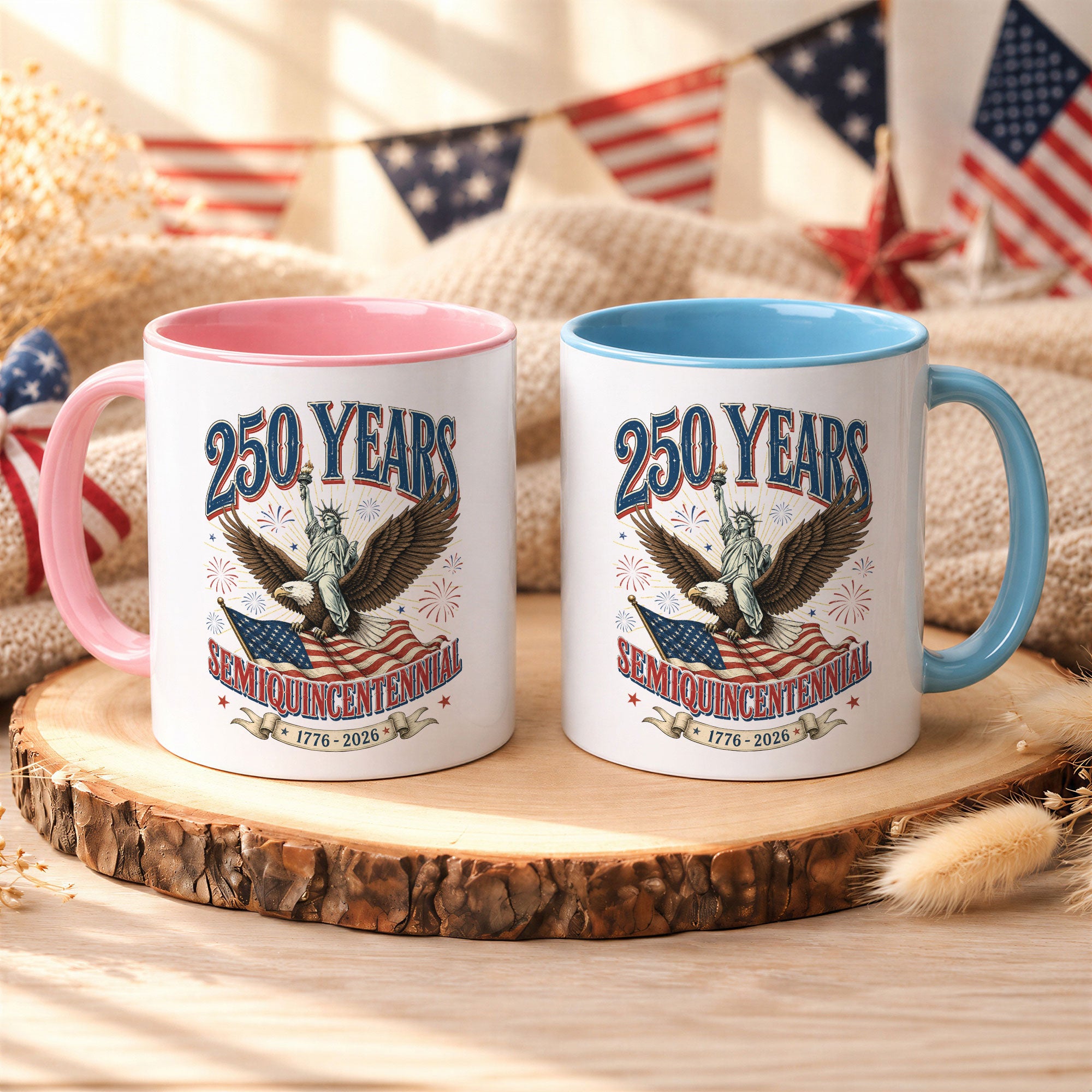 Patriotic Gift Accent Mug Statue of Liberty Riding American Eagle Graphic 1776 2026 Cup