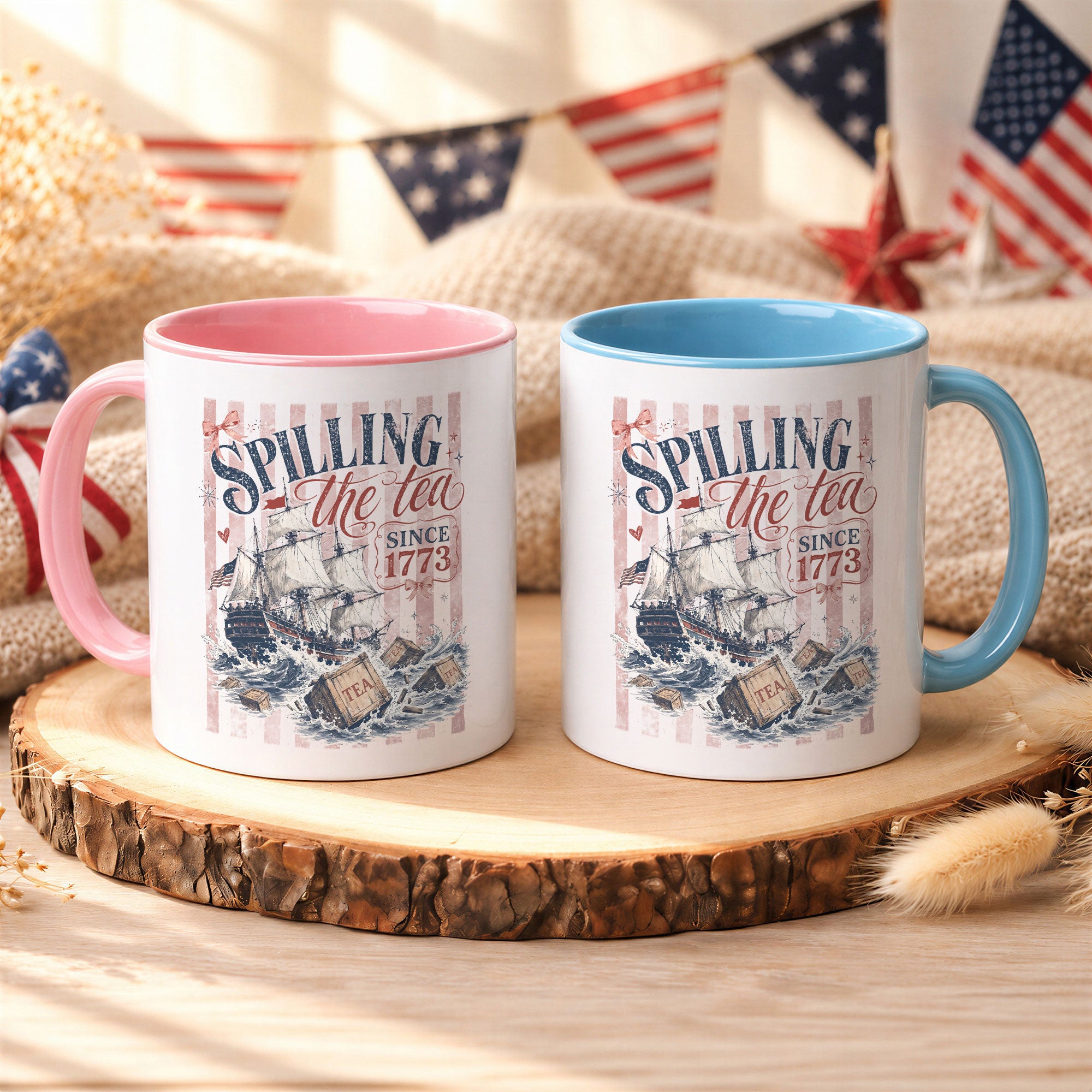Patriotic Spilling The Tea Since 1773 Accent Mug Gift For American History Lovers
