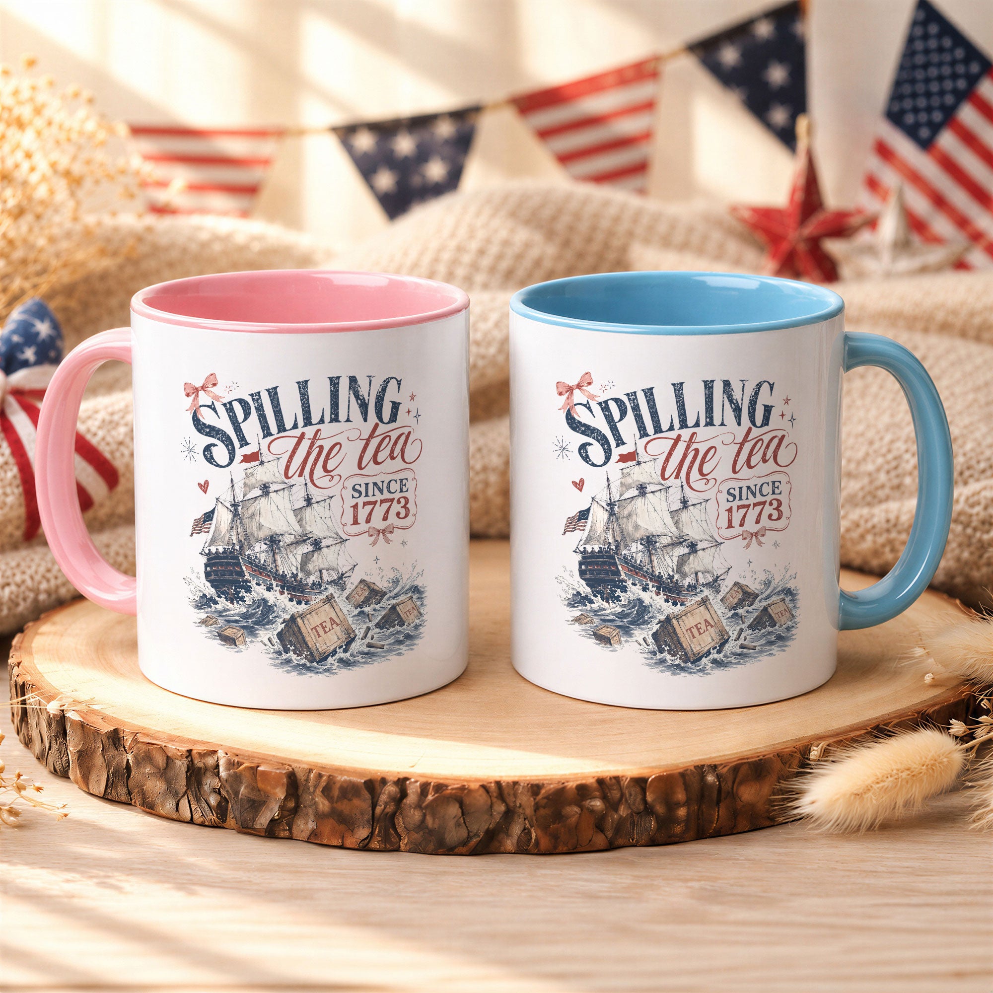 Unique Spilling The Tea Since 1773 Accent Mug Patriotic Historical Ceramic Cup