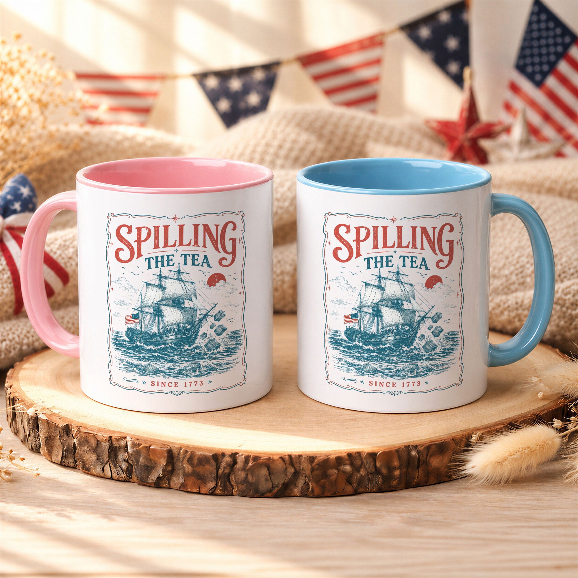 Historical Spilling The Tea Since 1773 Accent Mug Patriotic Ceramic Beverage Cup