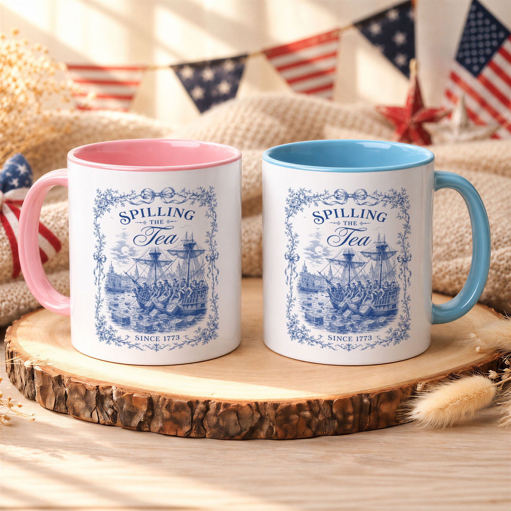 Classic Spilling The Tea Since 1773 Accent Mug Patriotic Historical Ceramic Vessel