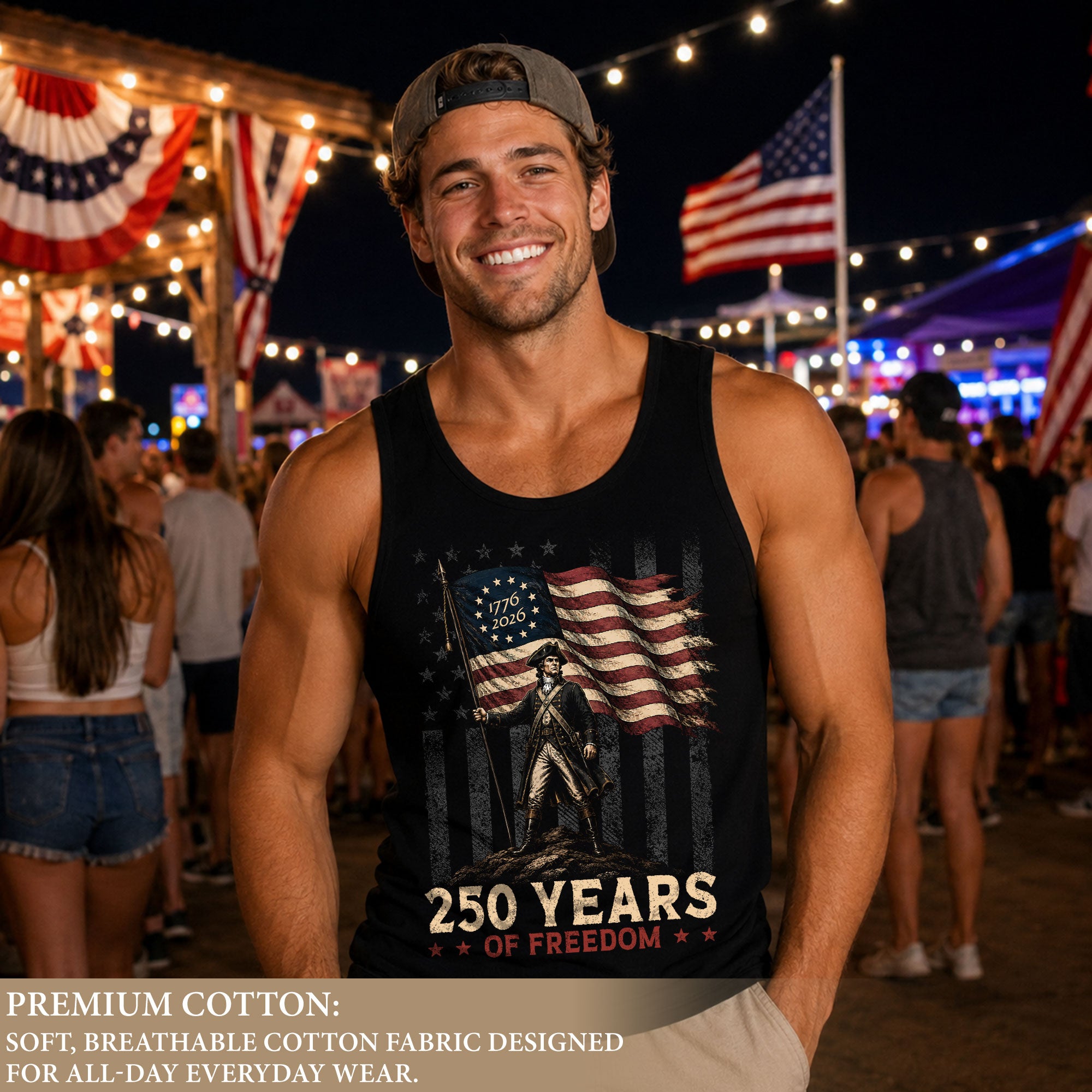 Men Tank Top 250 Years of Freedom Shirt 1776 2026 George Washington Patriotic Tee