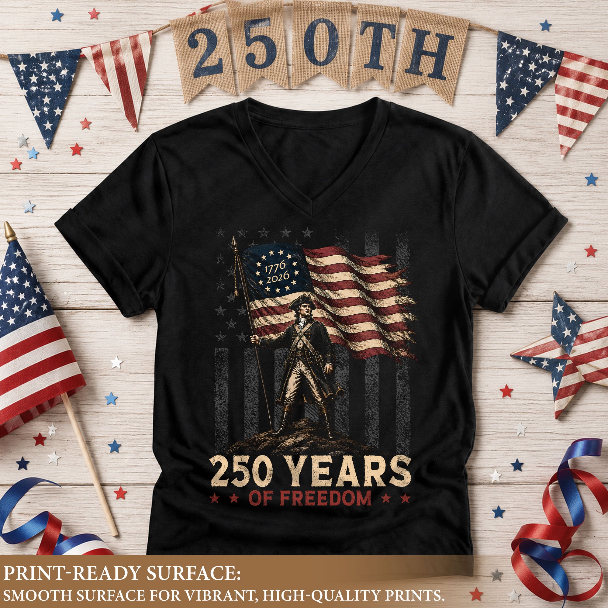 Women V Neck 250 Years of Freedom T-Shirt Patriotic Betsy Ross US Flag Graphic Top
