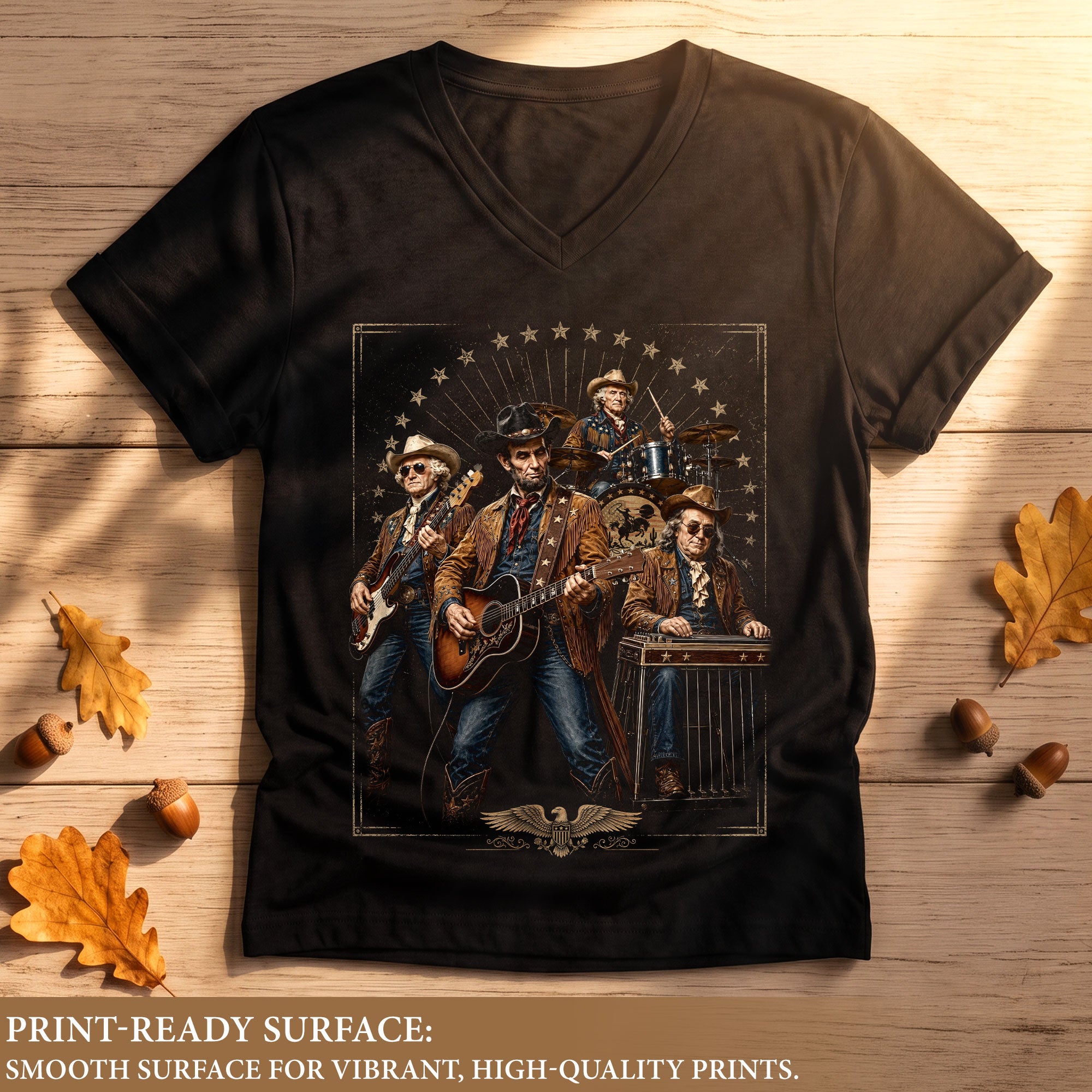 Vintage Historical Country Rockers V-Neck Tee Patriotic Style Women's Casual Shirt