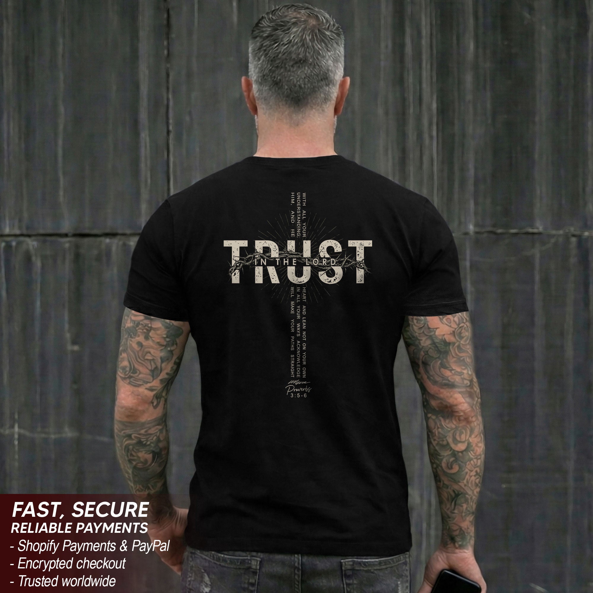 Trust In The Lord Christian Cross Faith Shirt Inspirational Religious Graphic Tee