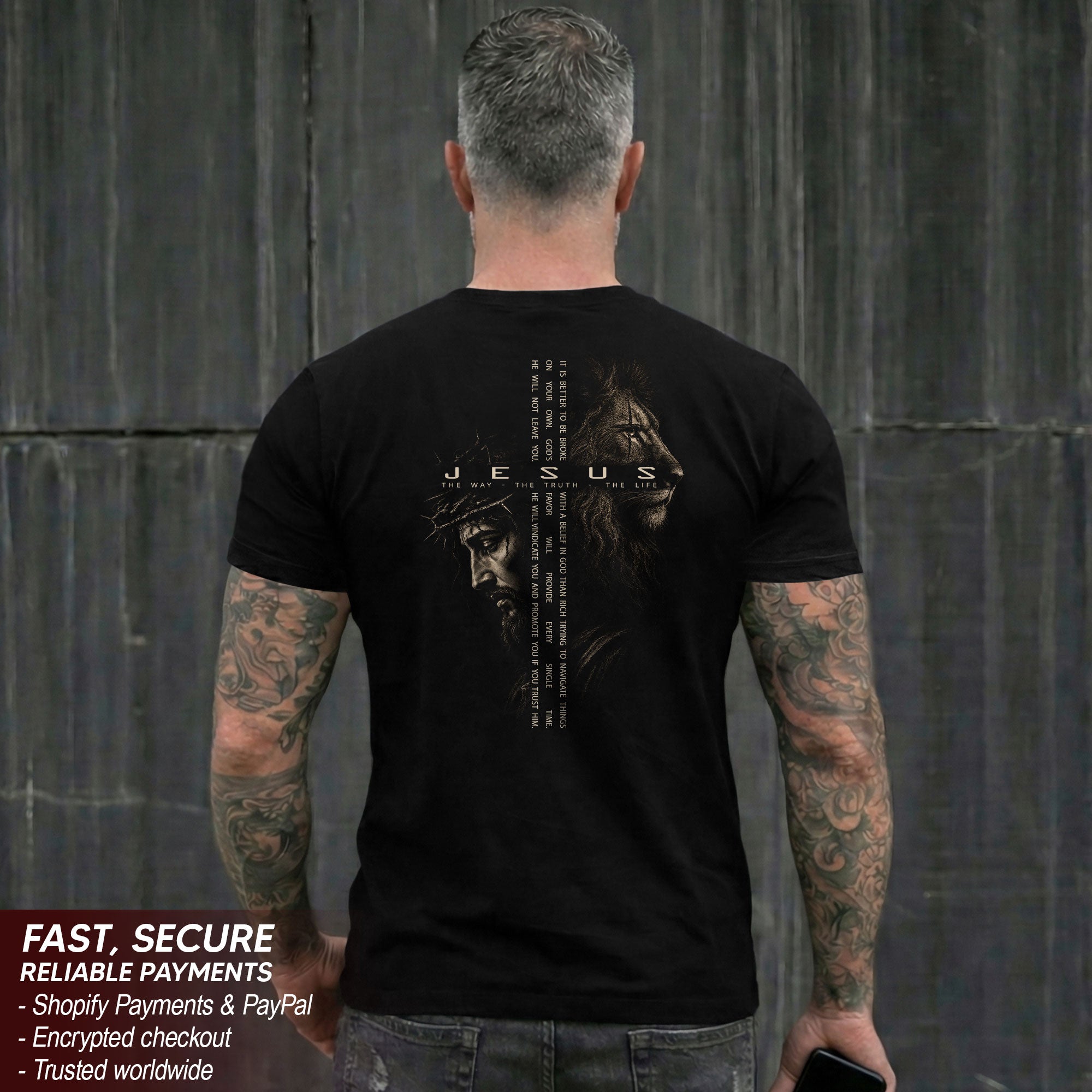 Jesus The Way The Truth The Life T Shirt Christian Lion Cross Faith Tee Apparel Top