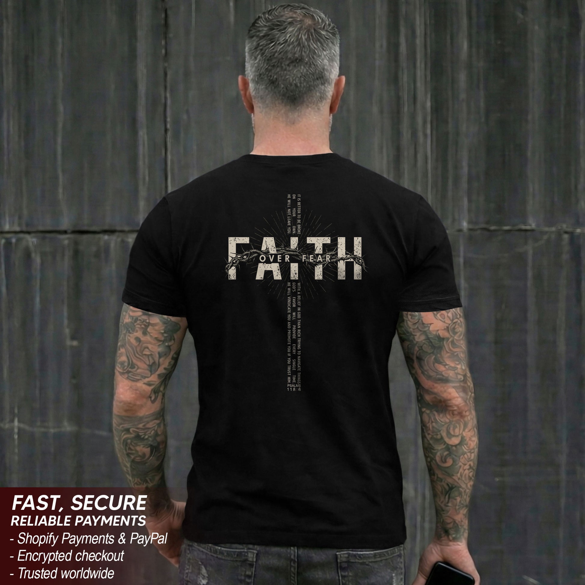 Faith Over Fear T Shirt Christian Psalms 118 6 Crown Of Thorns Cross Religious Tee Apparel - Rust Field Wear