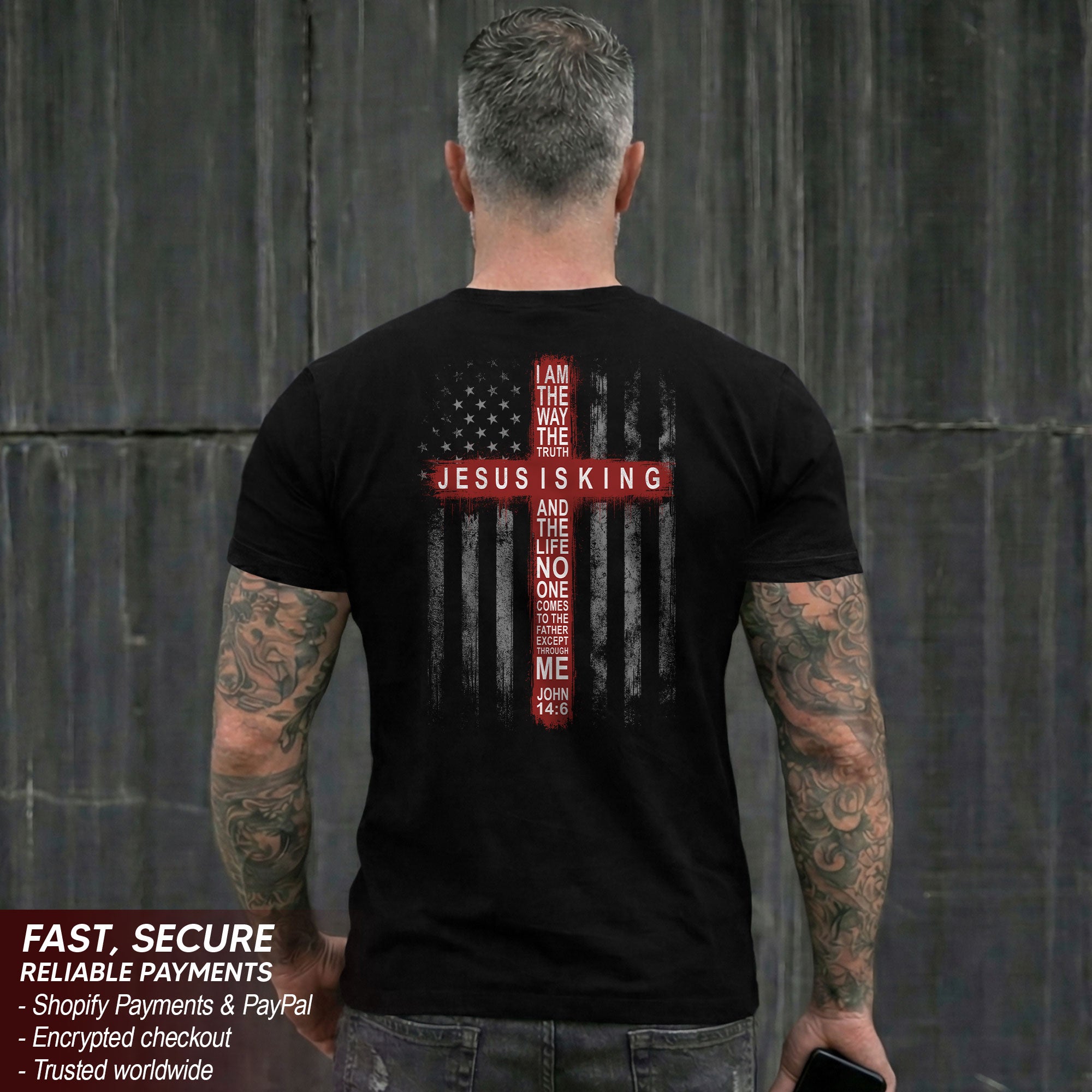 Jesus Is King T Shirt Christian Cross American Flag John 14 6 Religious Faith Tee - Rust Field Wear