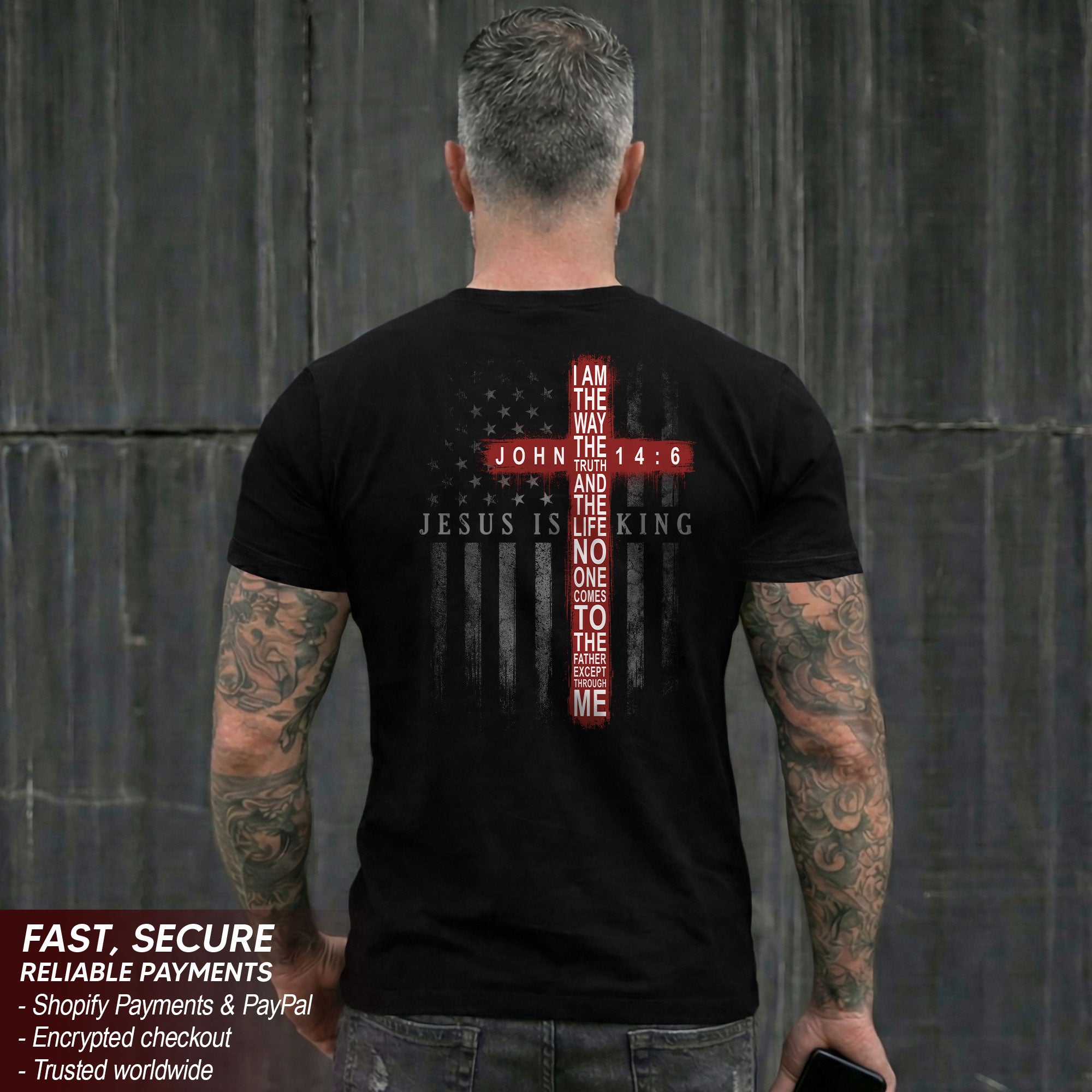 Jesus Is King T Shirt Christian Cross John 14 6 American Flag Religious Faith Tee - Rust Field Wear