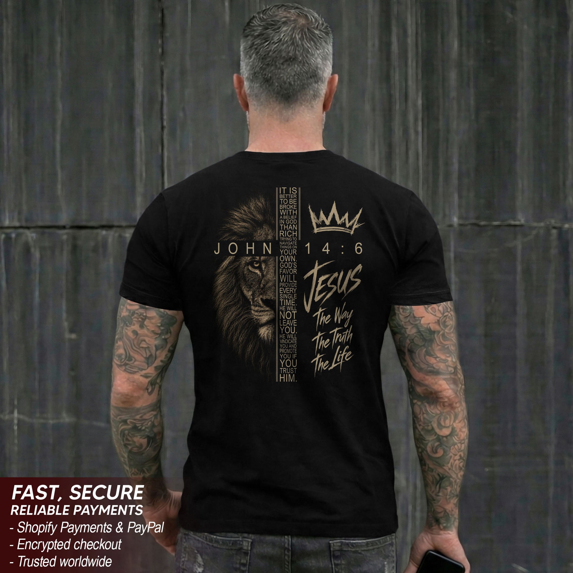 Jesus Shirt Lion Of Judah Cross Crown John 14 6 Way Truth Life Christian Graphic Tee - Rust Field Wear
