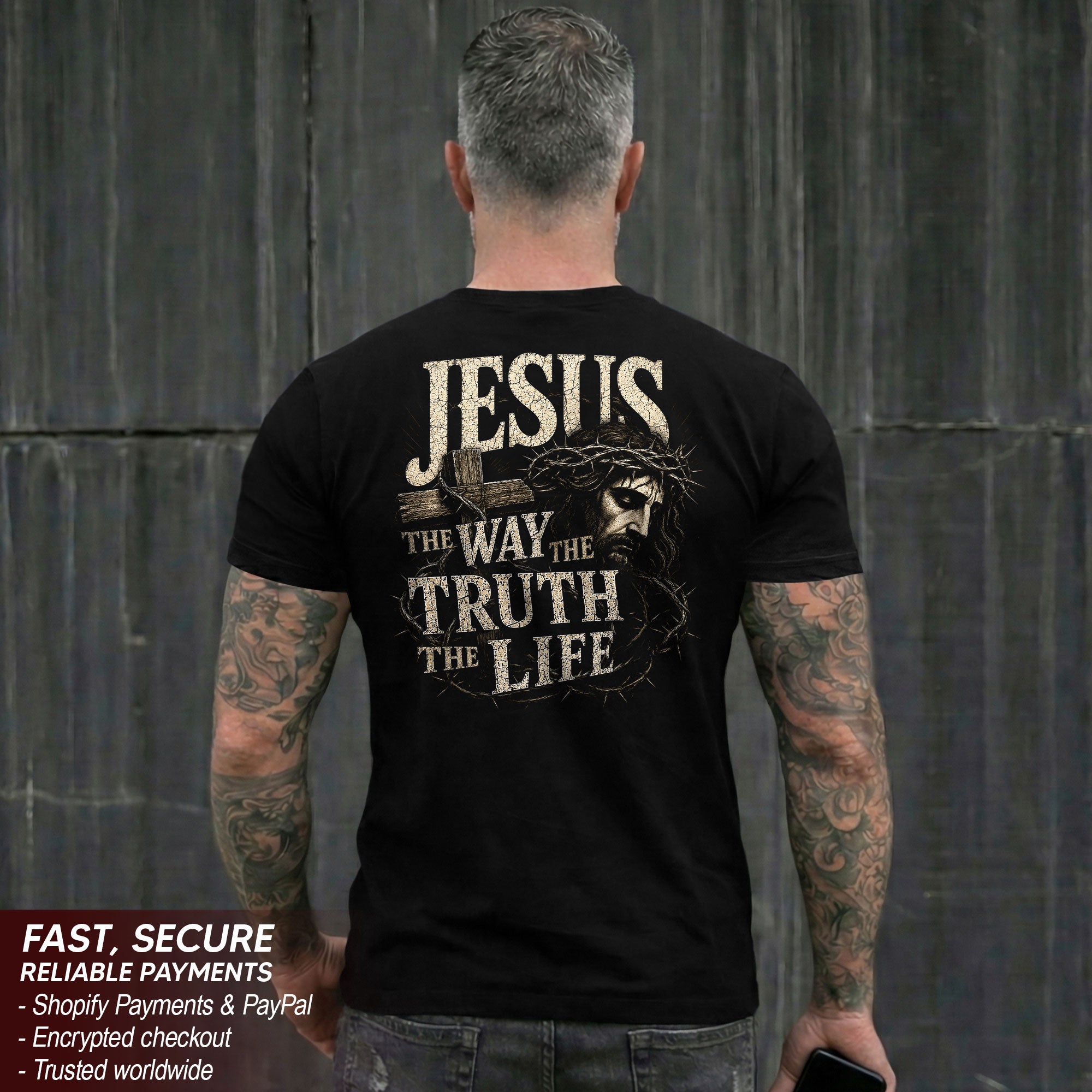 Jesus Side Profile Crown Of Thorns The Way The Truth The Life Christian T Shirt Men