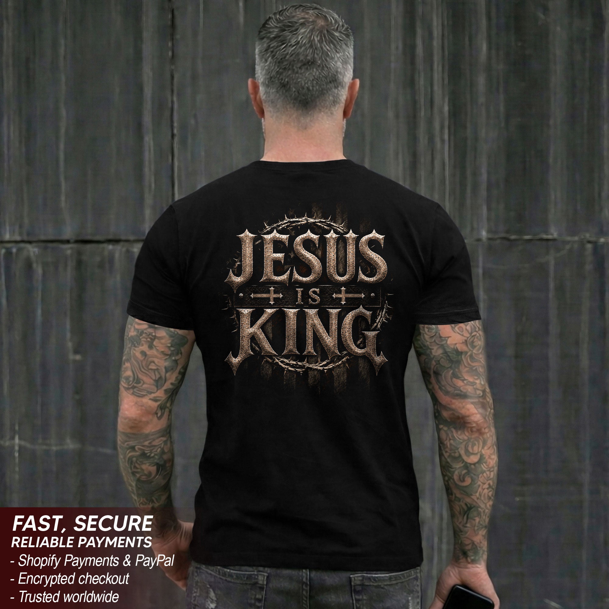 Jesus Is King Shirt Christian Men Shirt Vintage Crown Of Thorns Cross Faith Graphic Tee