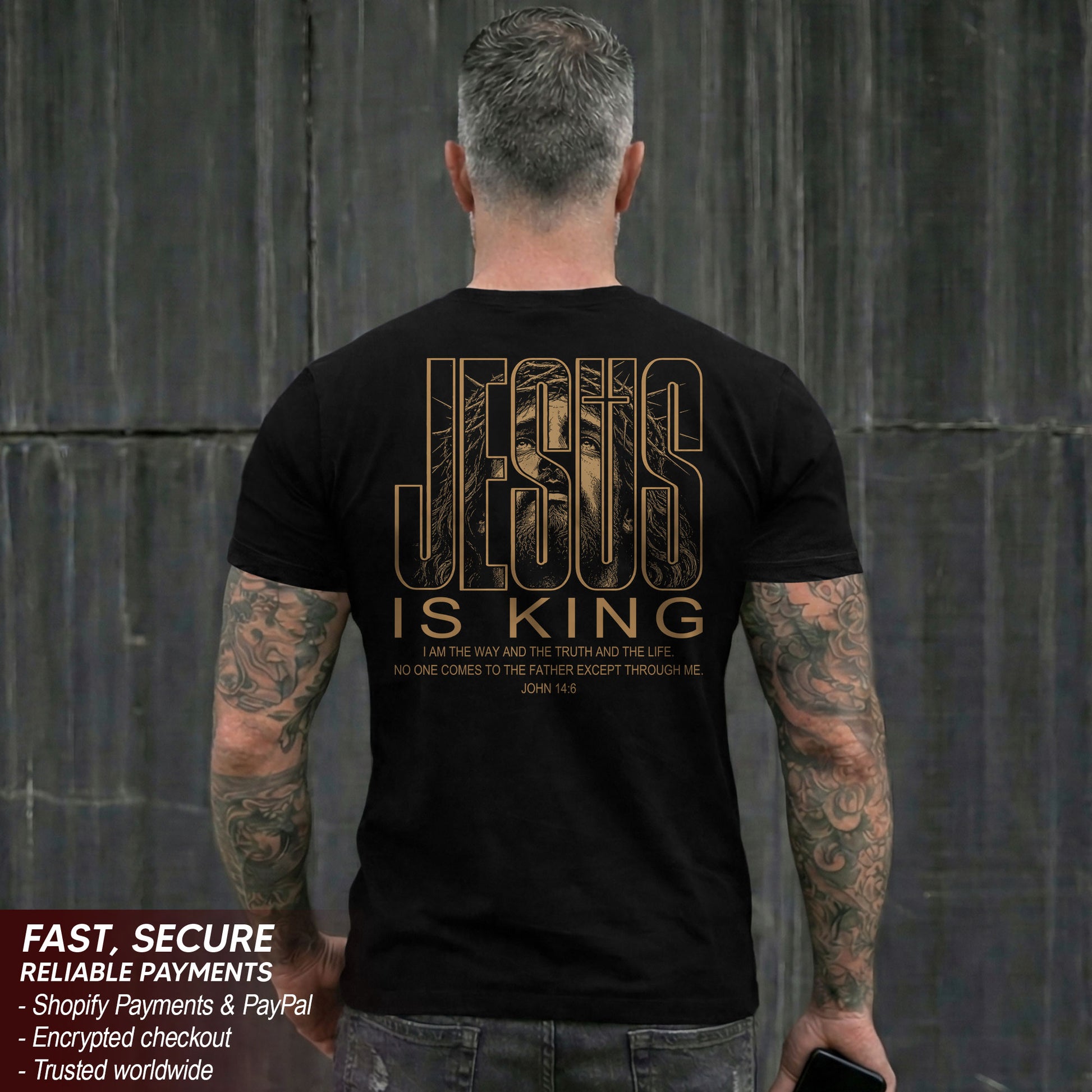 Jesus Is King John 14 6 Portrait Graphic Christian Tee Shirt Apparel Men Clothing - Rust Field Wear