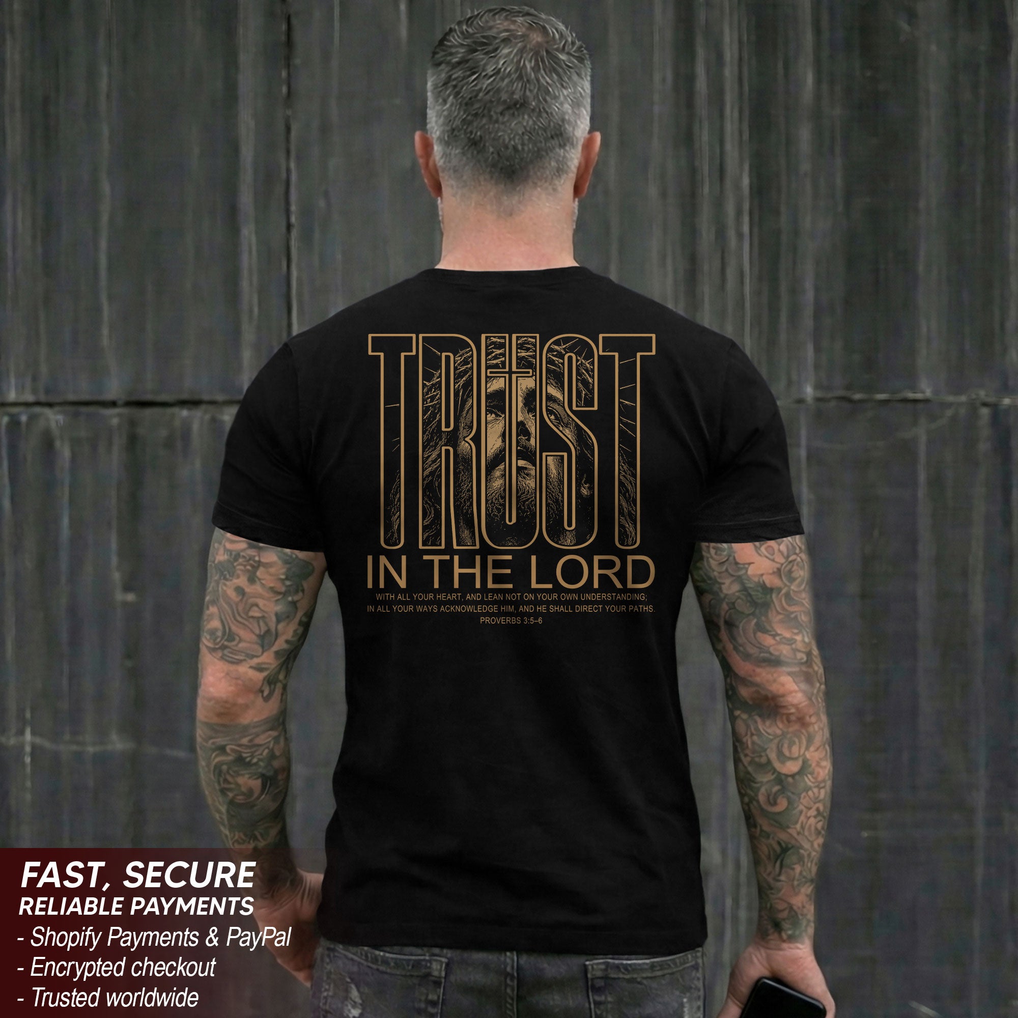 Trust In The Lord Jesus Proverbs 3 5 6 Graphic Christian T Shirt Apparel Men Clothing - Rust Field Wear
