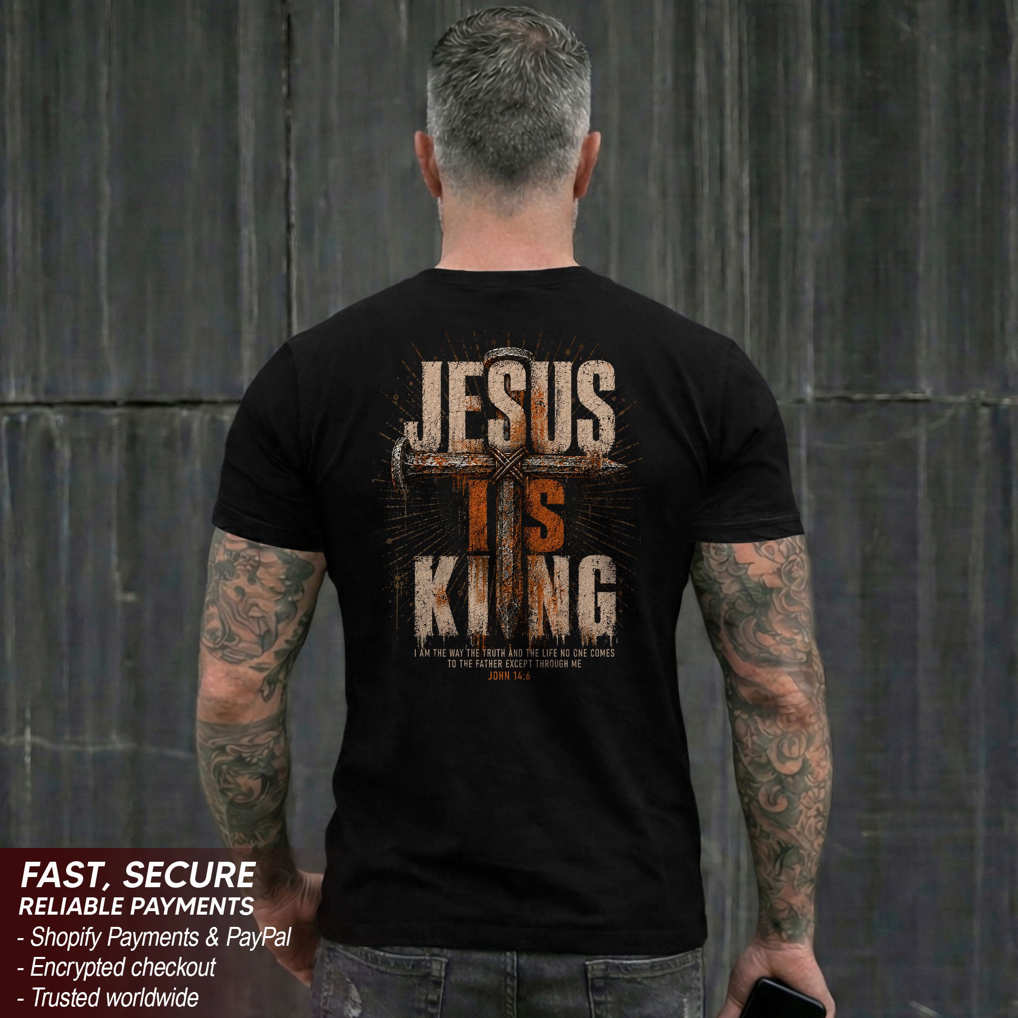 Jesus Is King T Shirt Christian Lion Cross John 14 6 Bible Verse Religious Faith Tee Apparel - Rust Field Wear