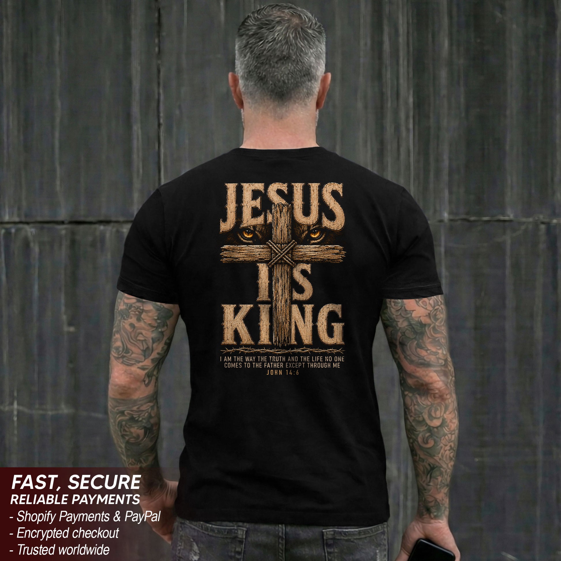 Jesus Is King T Shirt Christian Cross John 14 6 Bible Verse Religious Graphic Tee Apparel - Rust Field Wear