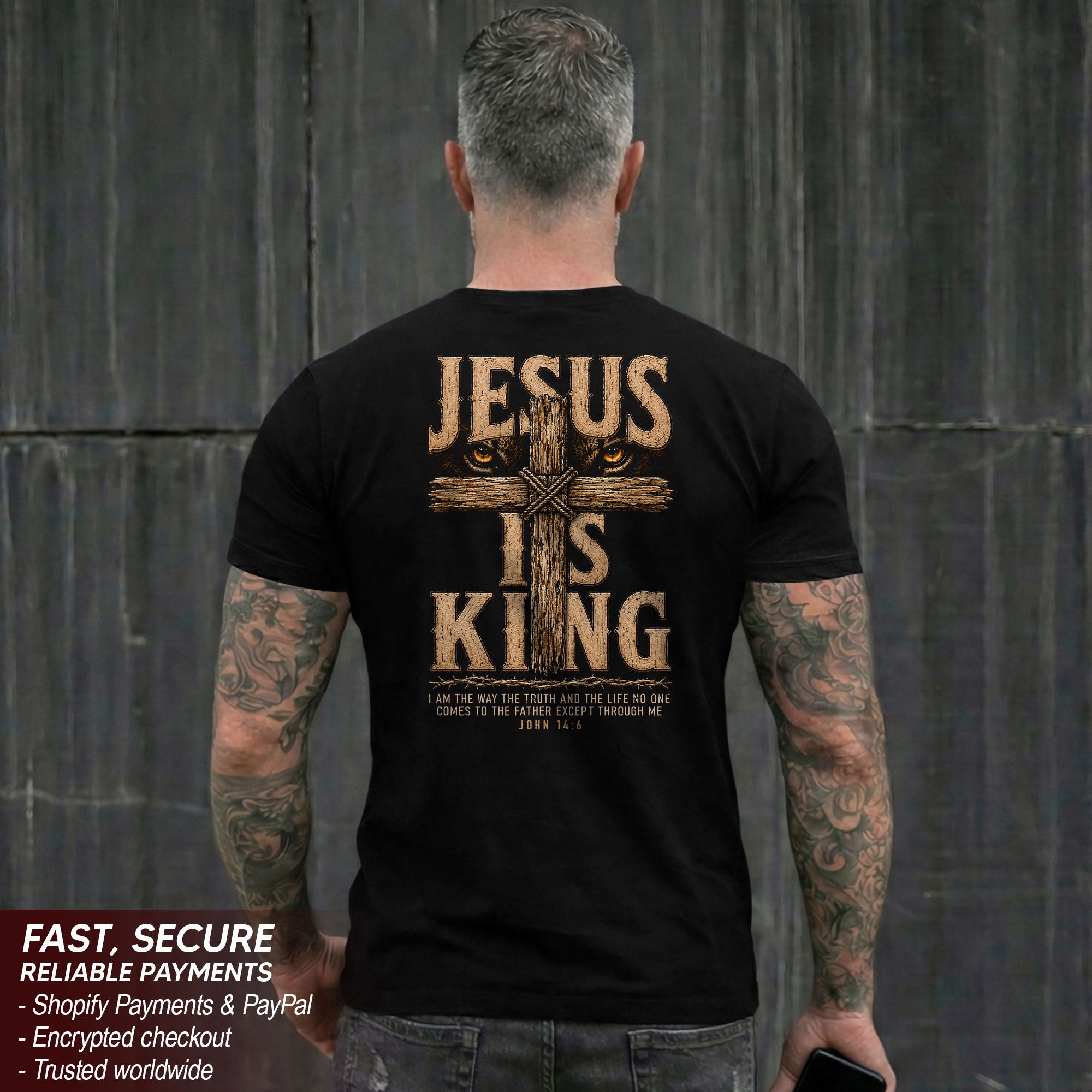 Jesus Is King T Shirt Christian Cross John 14 6 Bible Verse Religious Graphic Tee Apparel - Rust Field Wear