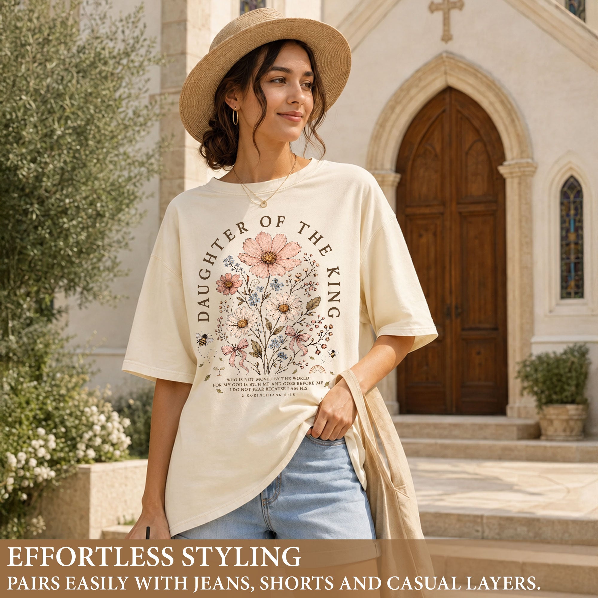 Daughter Of The King Shirt Wildflower Christian 2 Corinthians 6 18 Faith Graphic Tee