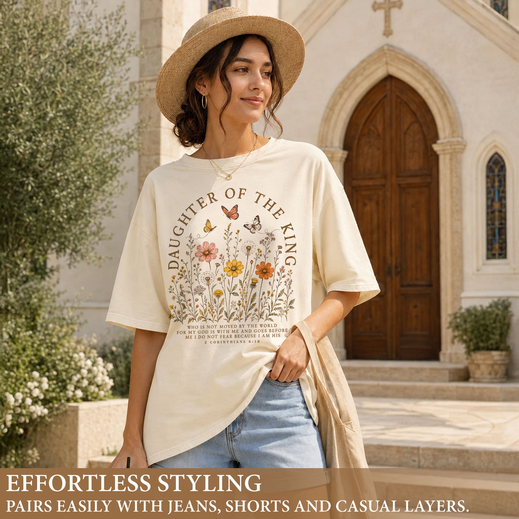 Daughter Of The King Shirt Butterfly Christian 2 Corinthians 6 18 Faith Graphic Tee