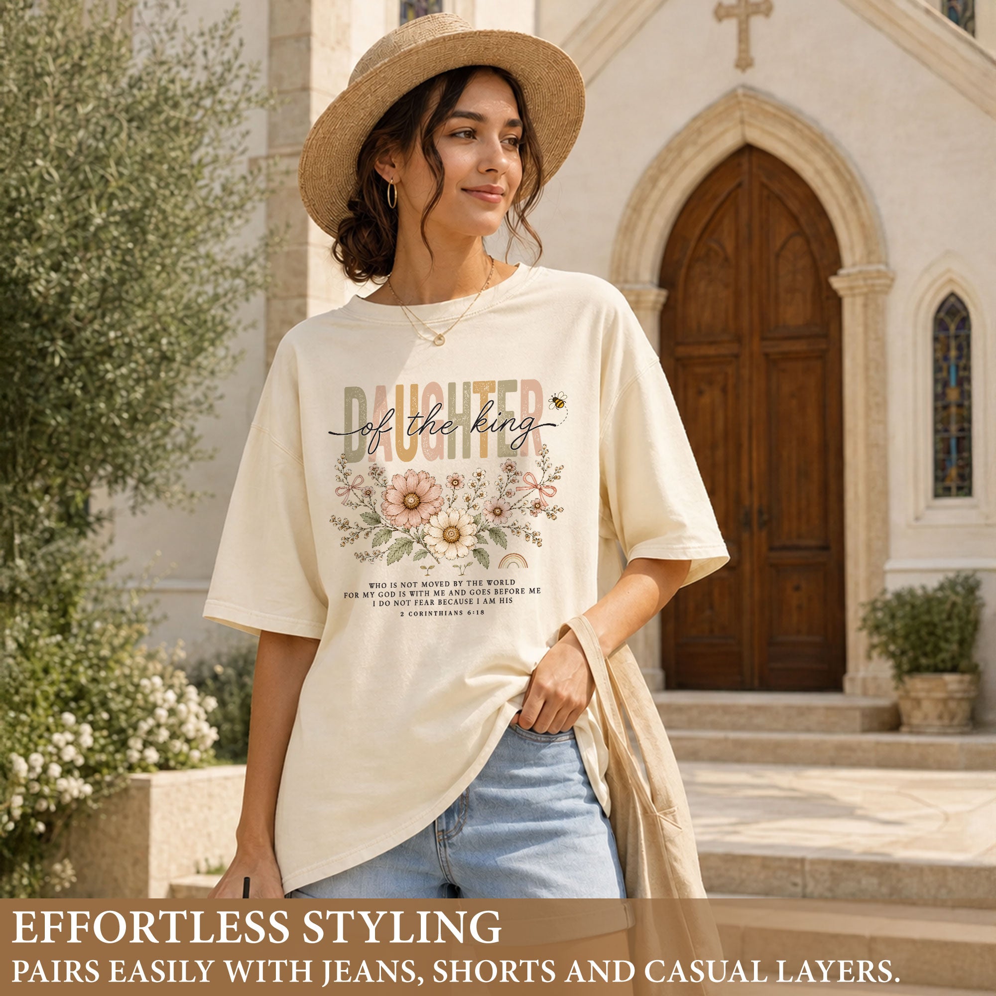 Daughter Of The King Shirt Daisy Bee Christian 2 Corinthians 6 18 Faith Graphic Tee