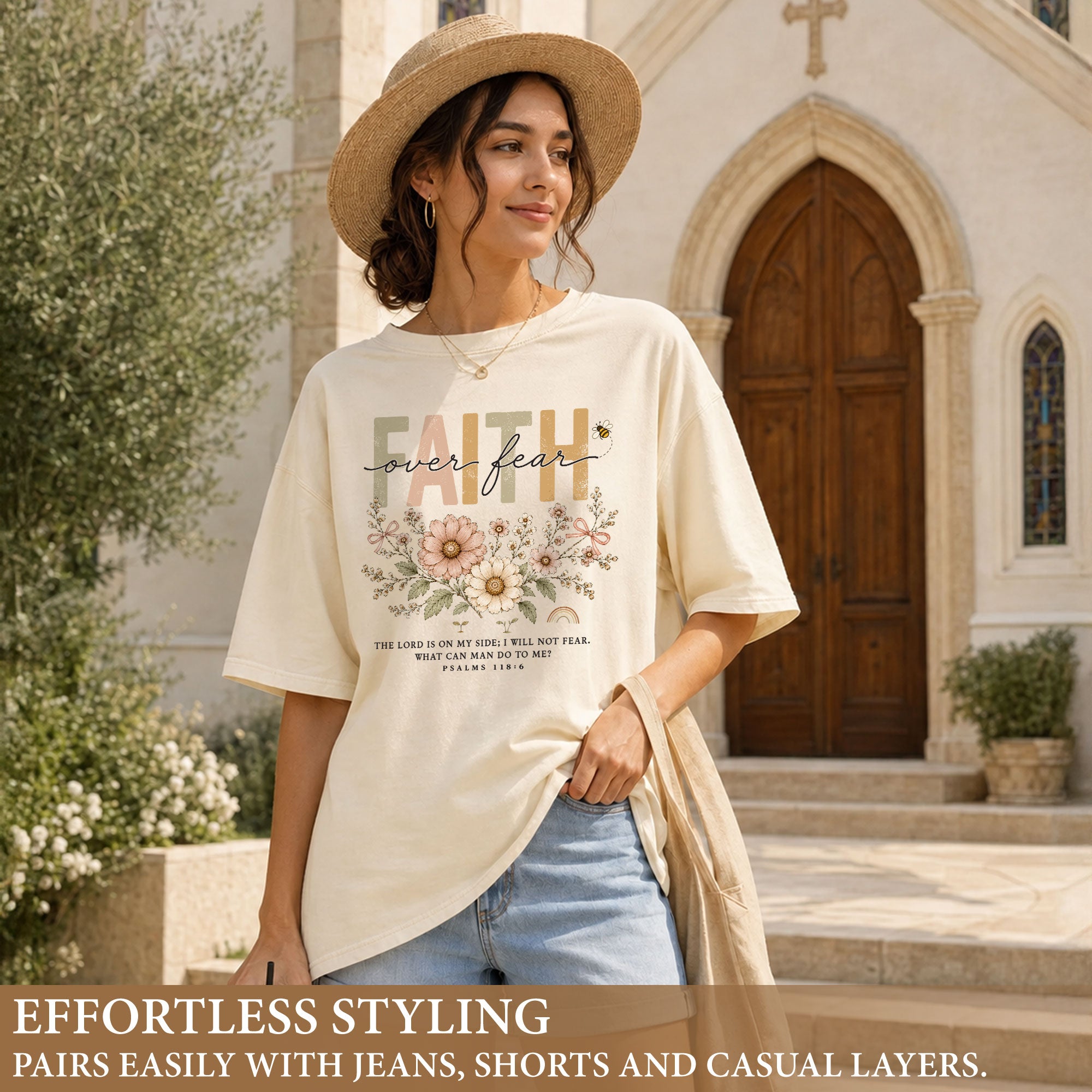 Faith Over Fear Shirt Daisy Bee Christian Psalm 118 6 Scripture Faith Graphic Tee