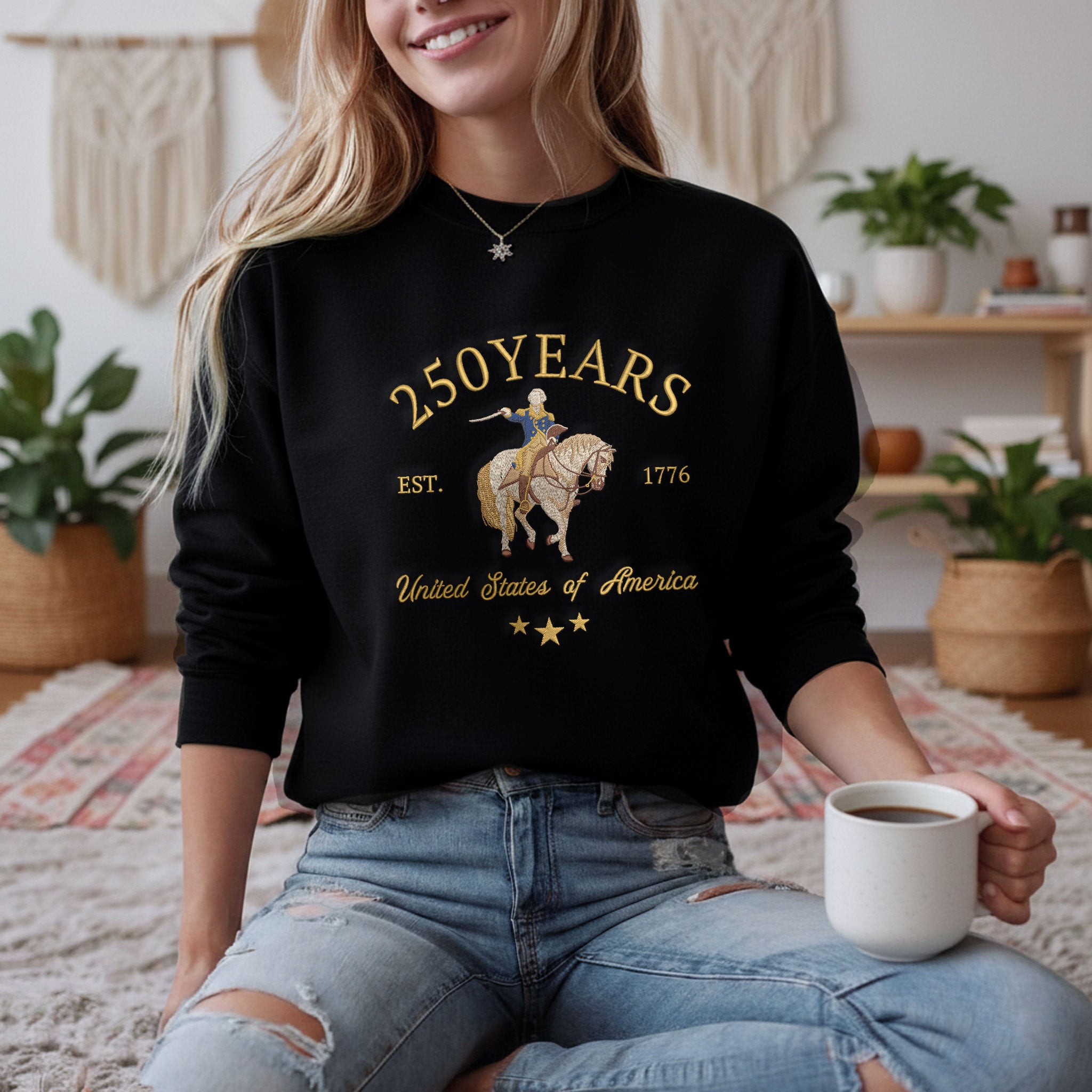 Vintage USA 250th Anniversary 250 Years Embroidered Sweatshirt 1776-2026 Patriotic