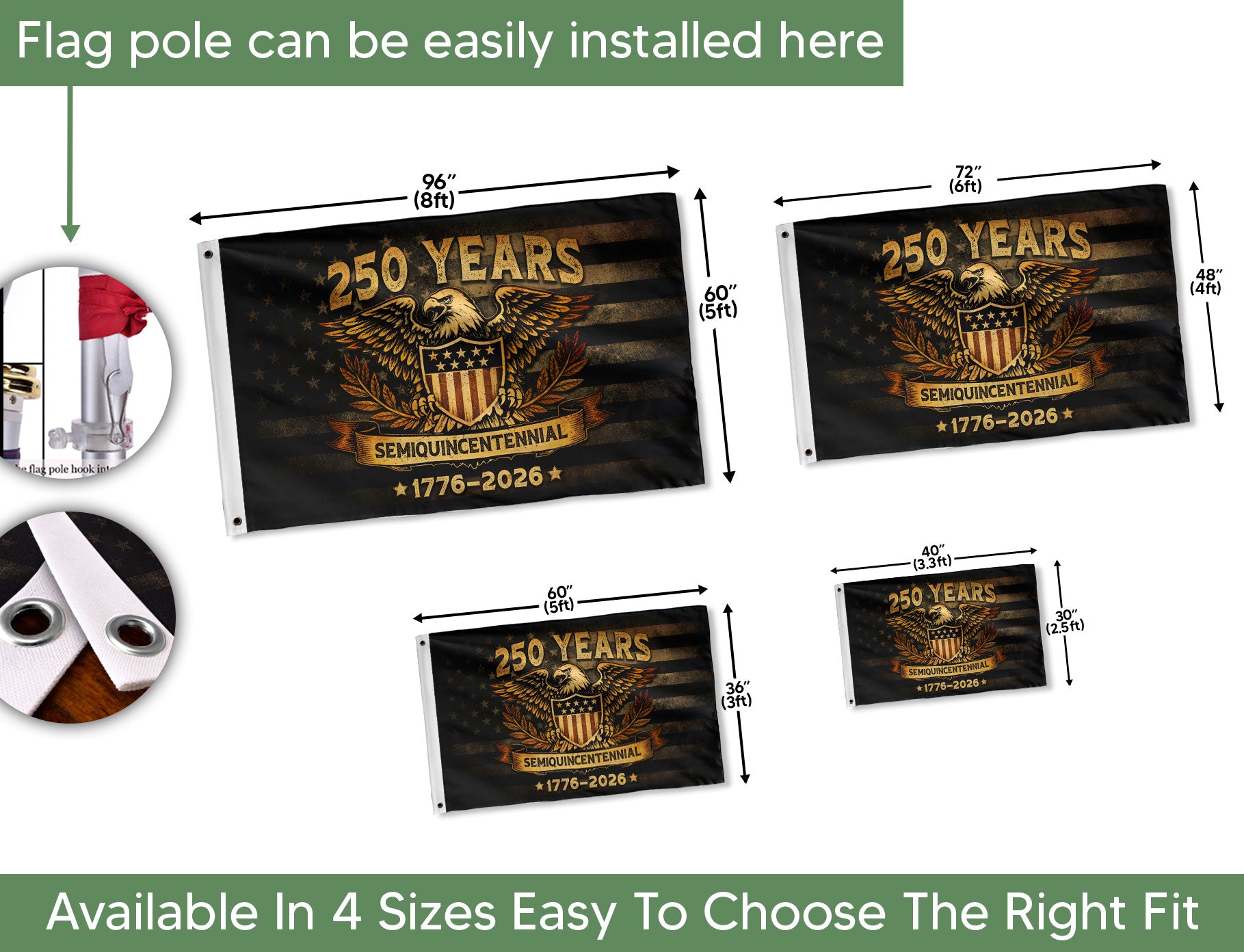 United States 250th Anniversary Flag 1776-2026 American Eagle Heritage Patriotic - Rust Field Wear