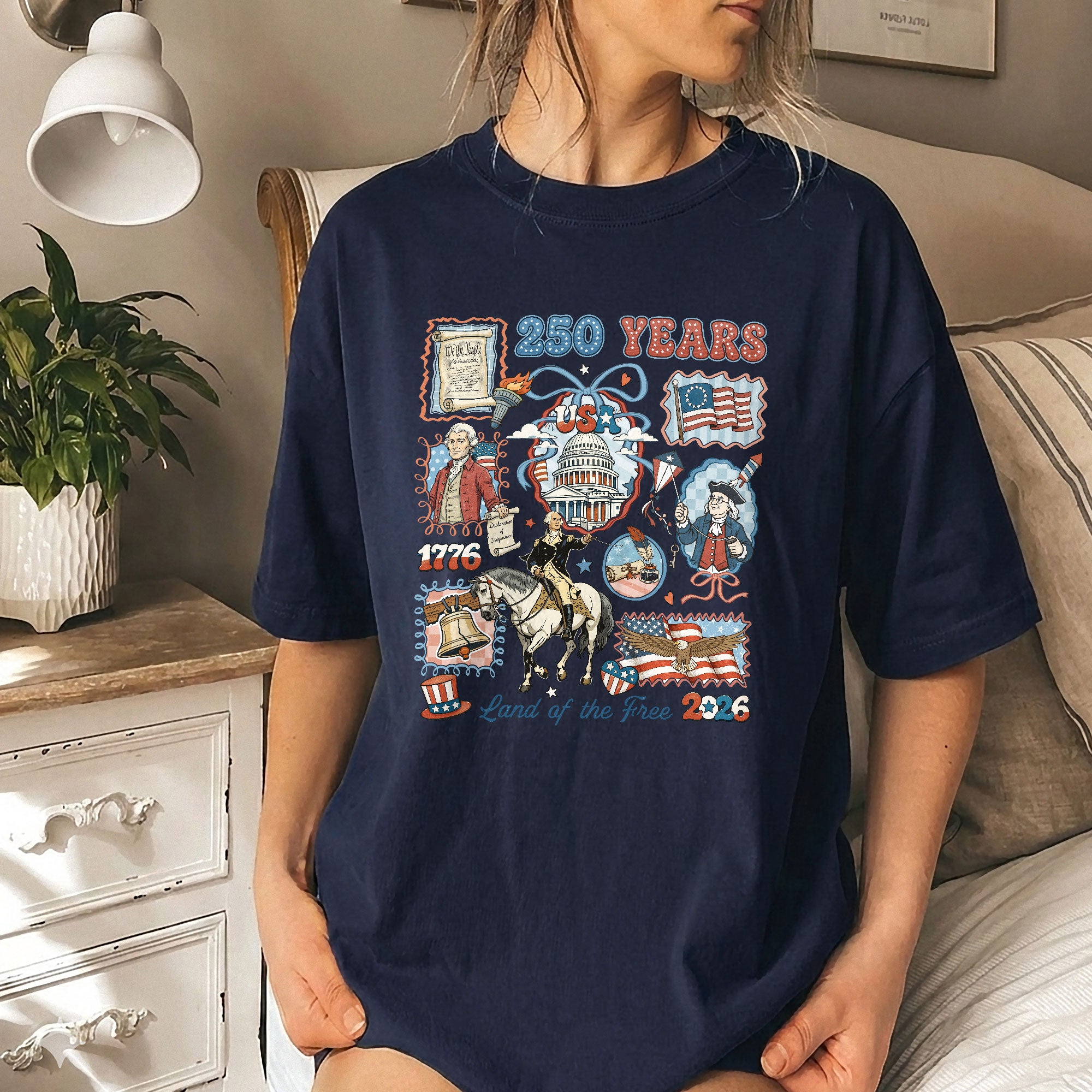 1776-2026 USA 250th Celebration Shirt - Retro Freedom Stamp Patriotic T-Shirt