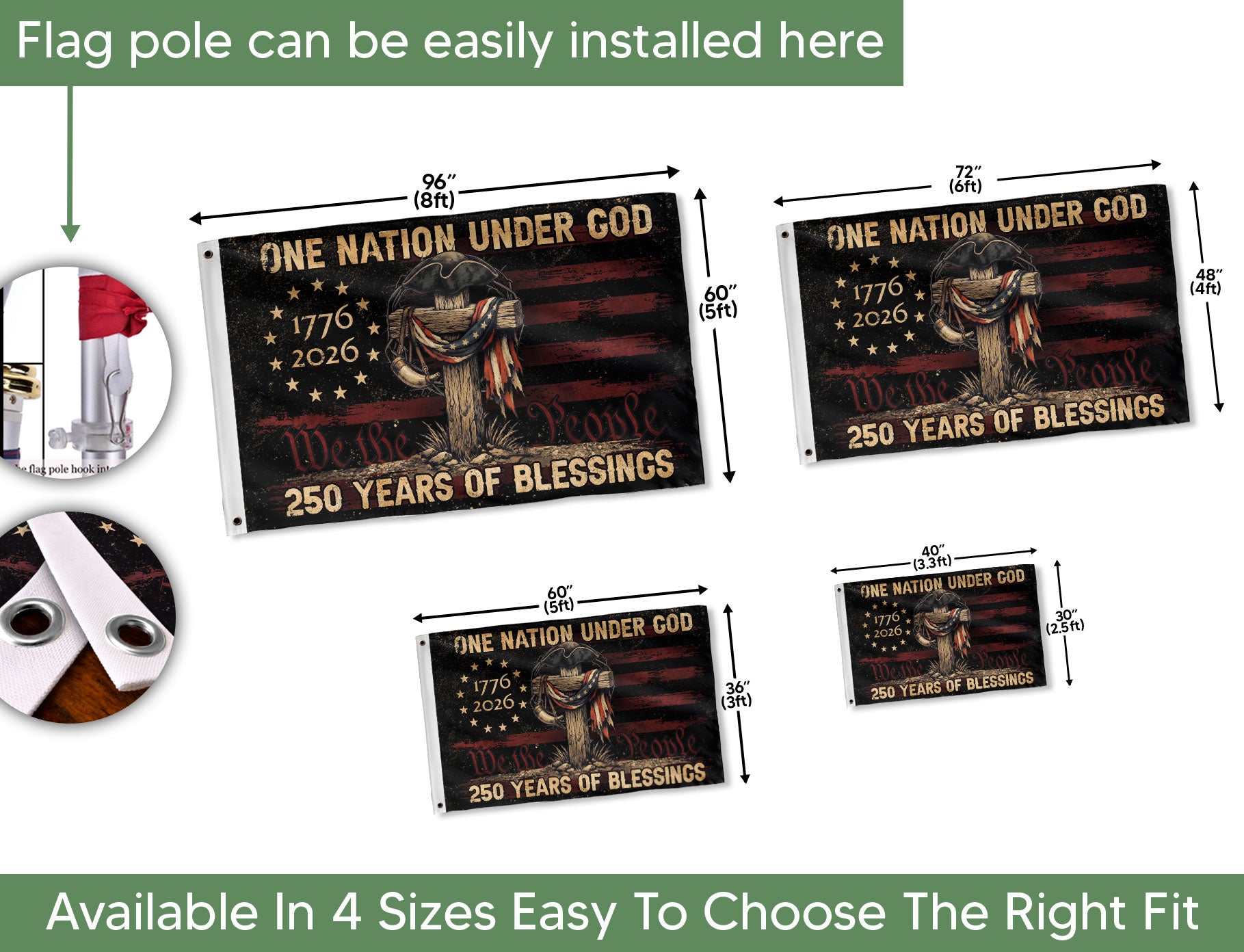 Patriotic Christian Outdoor Flag USA Celebration - Rust Field Wear