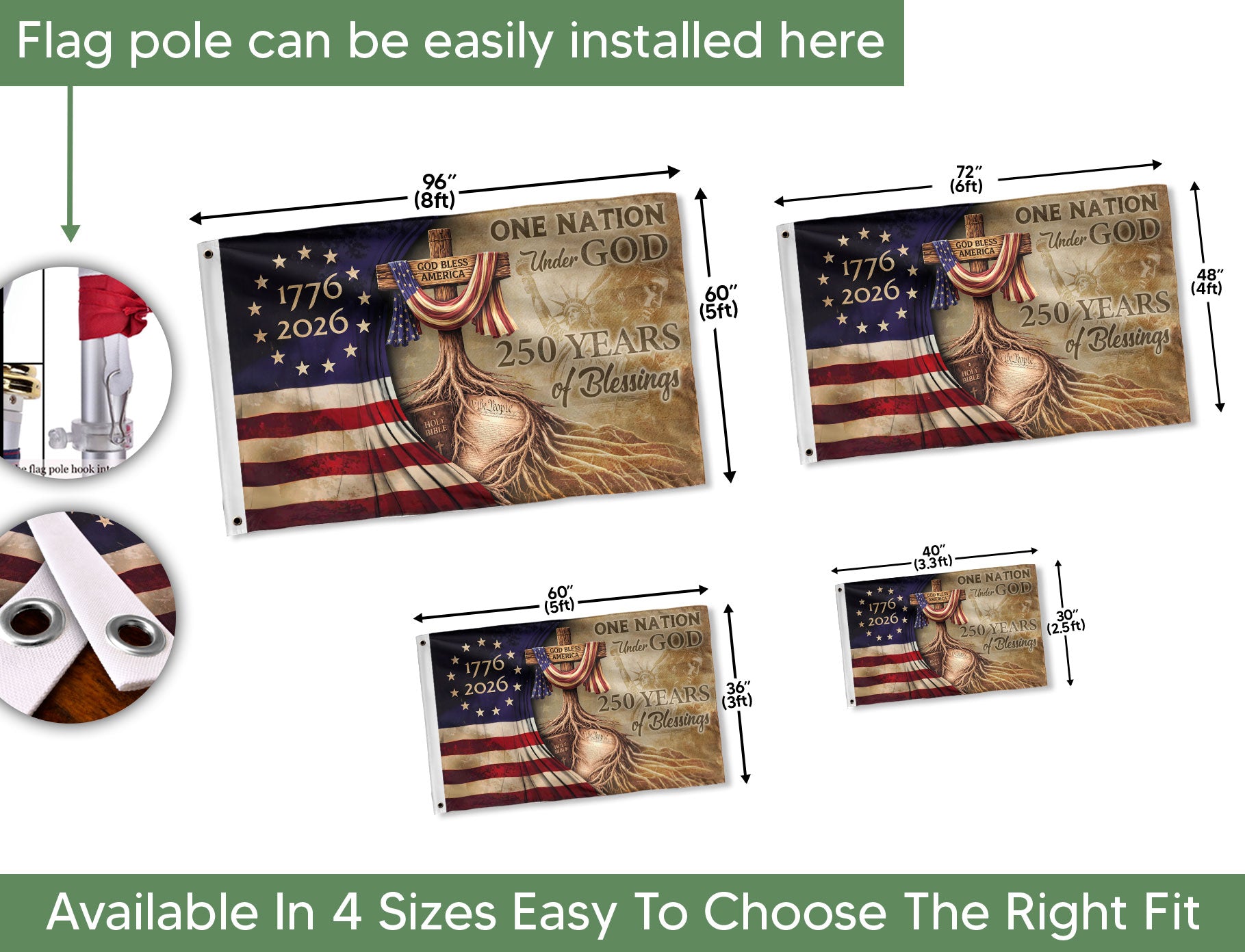 USA Faith and Freedom Christian Flag Patriotic Yard Decoration - Rust Field Wear