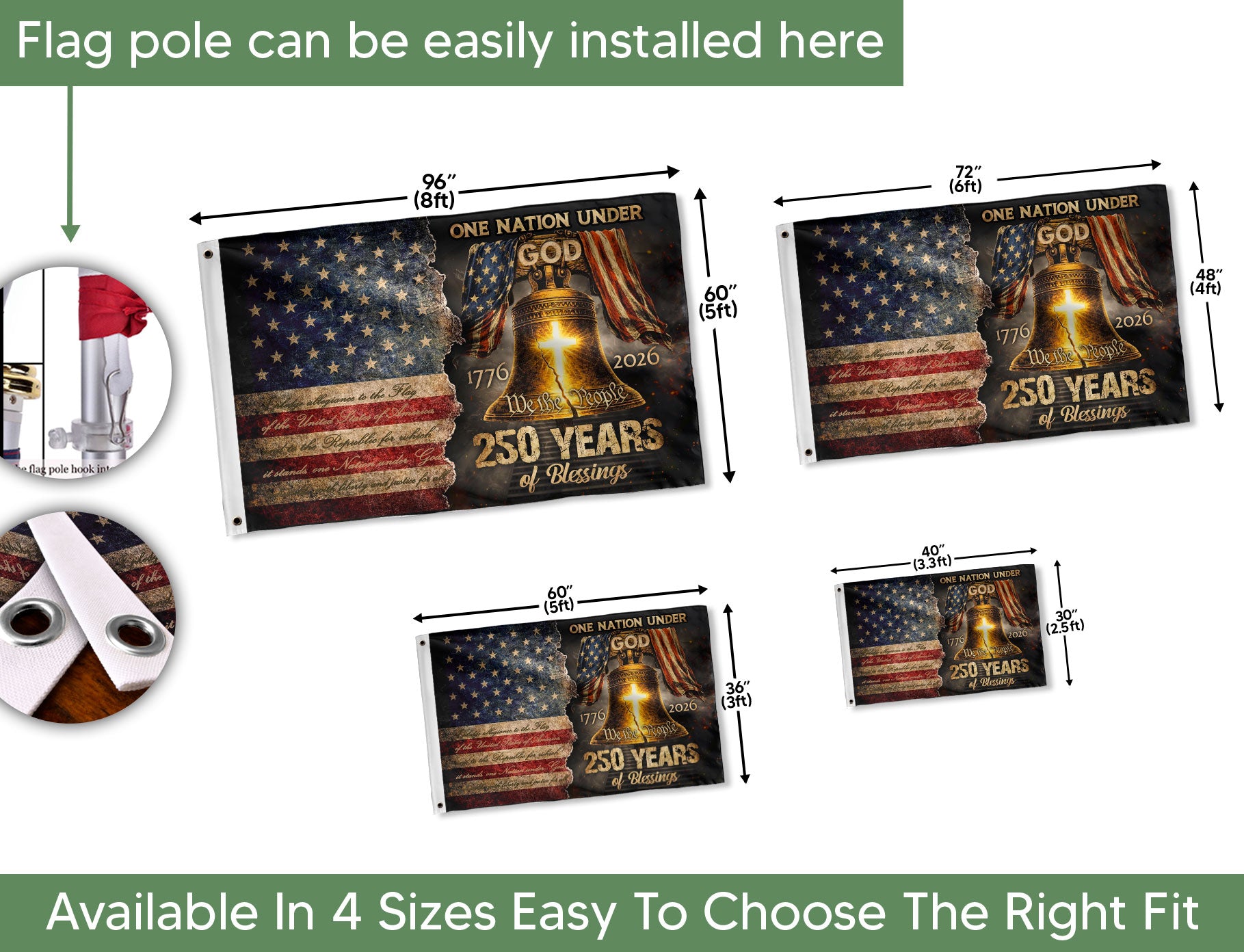 One Nation Under God America Religious US 250th Anniversary Flag – 250 Years of Blessings - Rust Field Wear