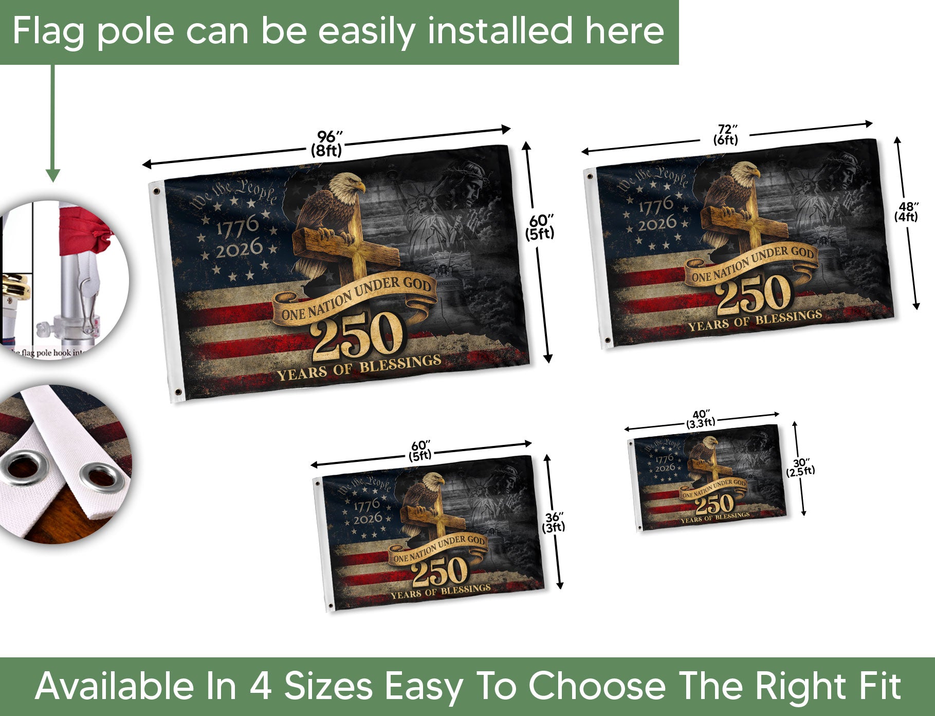 250 Years of Blessings American Flag – Christian Patriotic Flag - Rust Field Wear