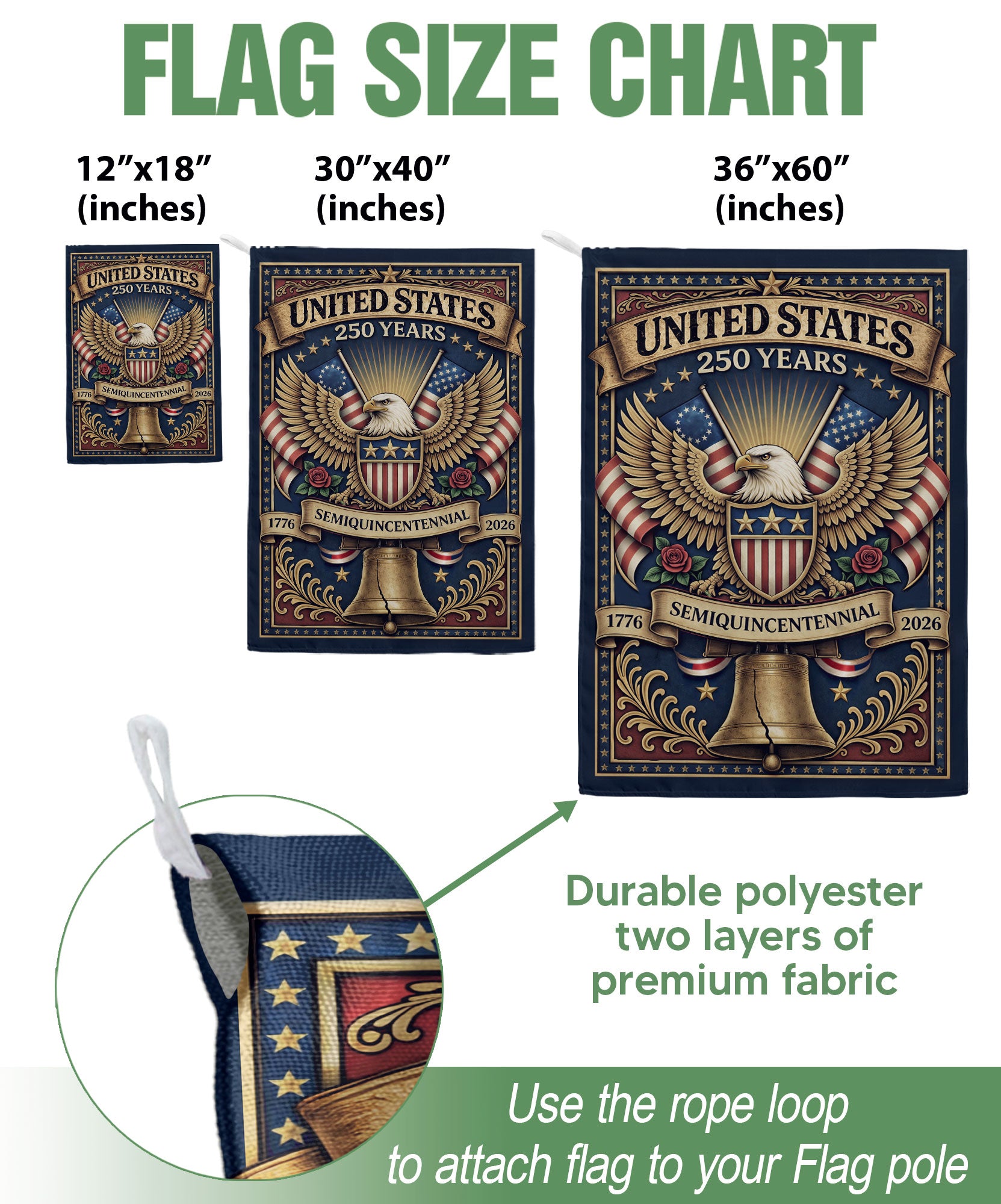 USA 250th Anniversary 1776–2026 House Flag – Majestic Bald Eagle & Stars Stripes Double Sided Banner