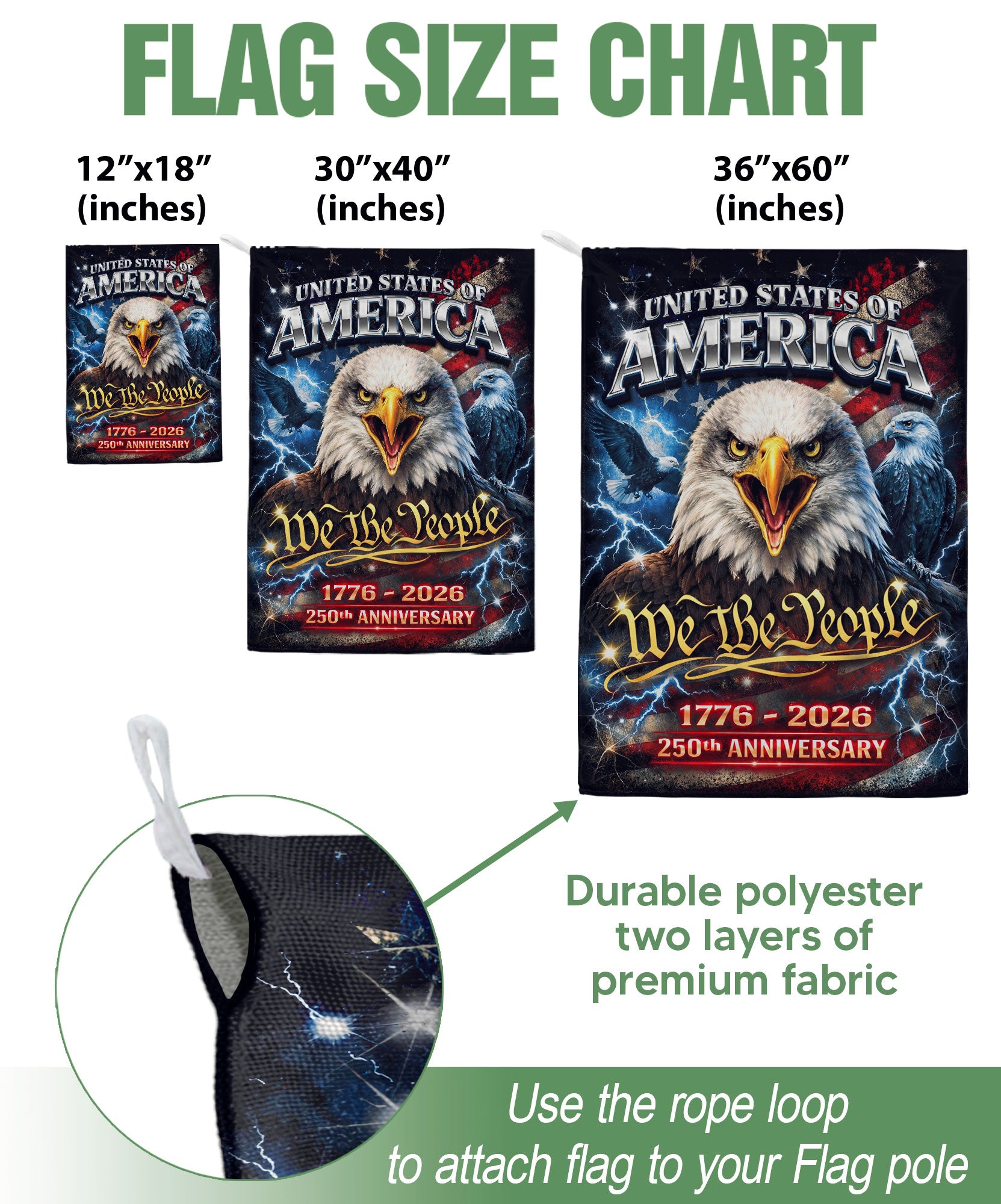 America We The People 250th Anniversary Garden Flag - Eagle Freedom 1776-2026, Double Sided 250 Years Outdoor Decor - Rust Field Wear