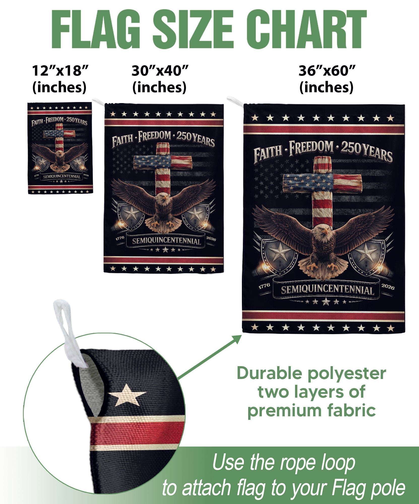 Patriotic Garden Flag 250th Anniversary USA – One Nation Under God Cross Flag, We The People Flag, Faith and Freedom Yard Decor